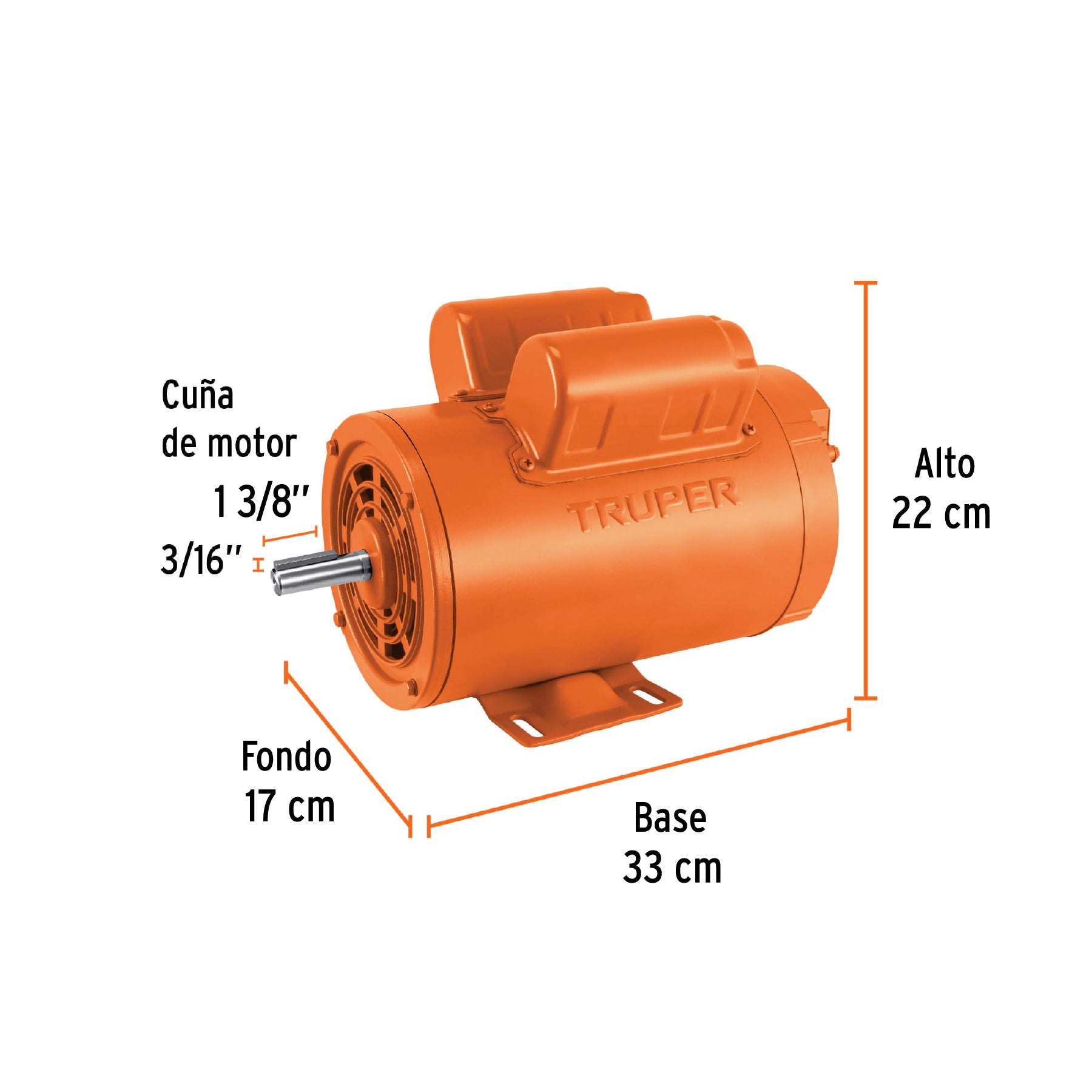 Motor eléctrico monofásico de 2 HP, baja velocidad, TRUPER