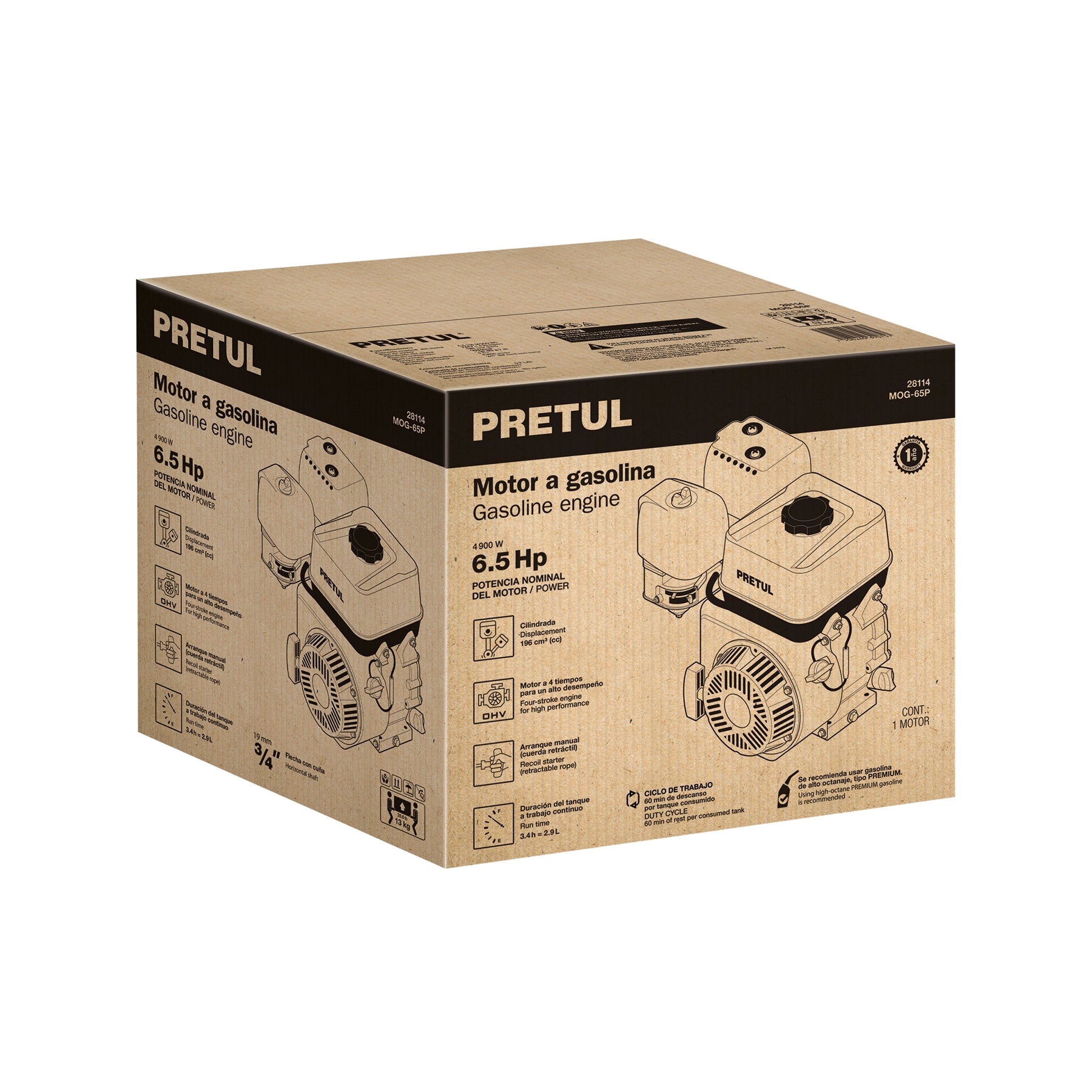 Motor a gasolina 6.5HP, PRETUL