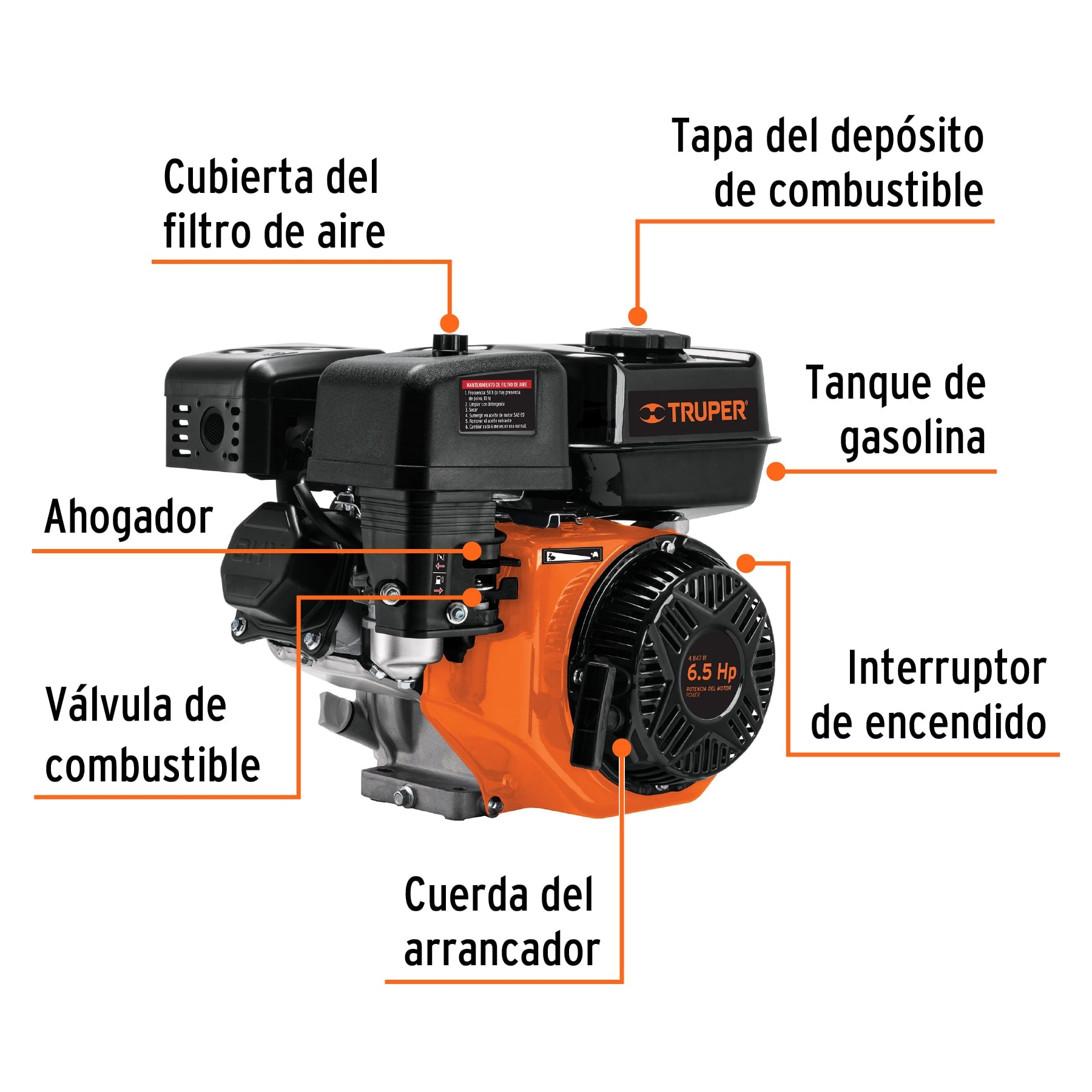 Motor a gasolina 6.5HP, TRUPER