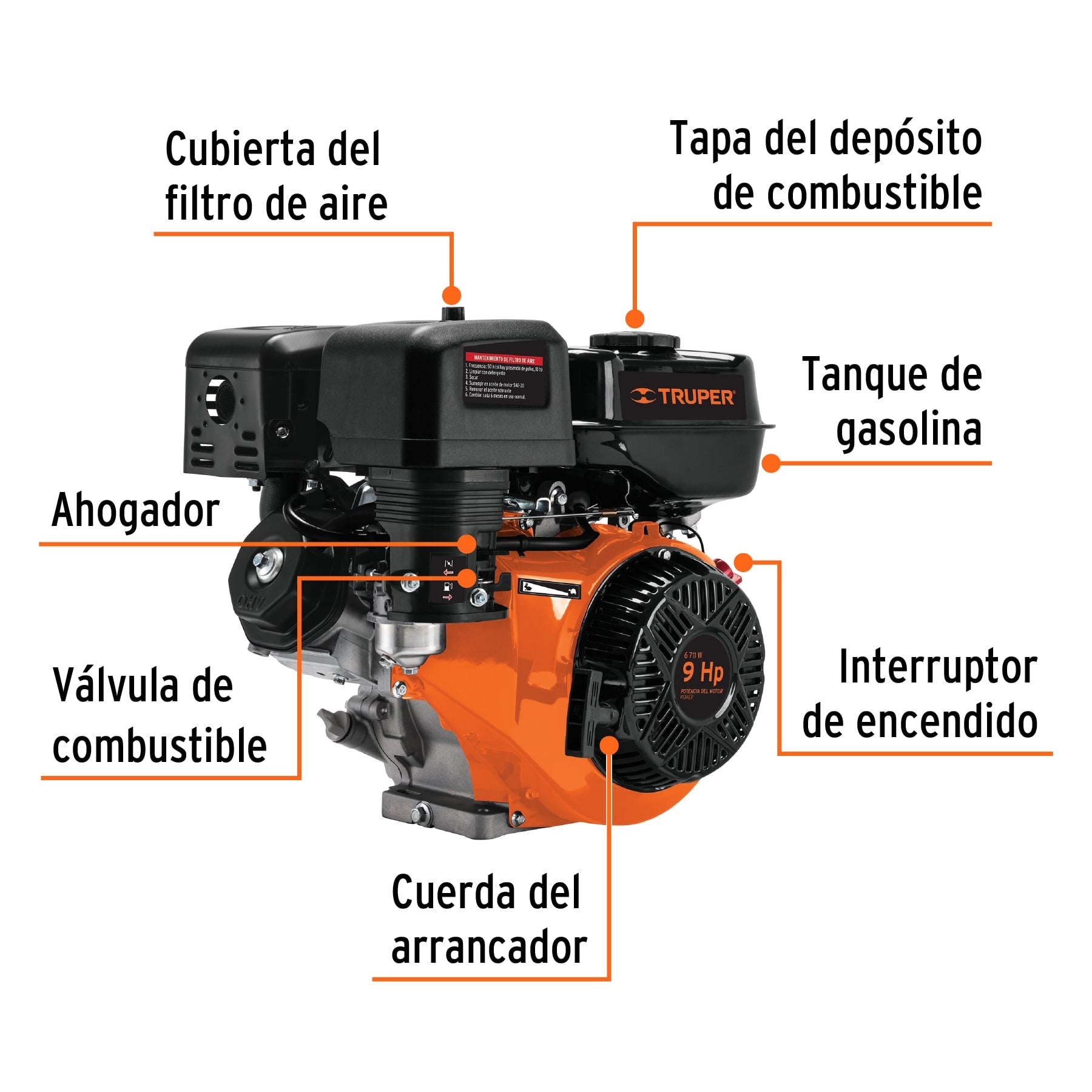 Motor a gasolina 9HP, TRUPER