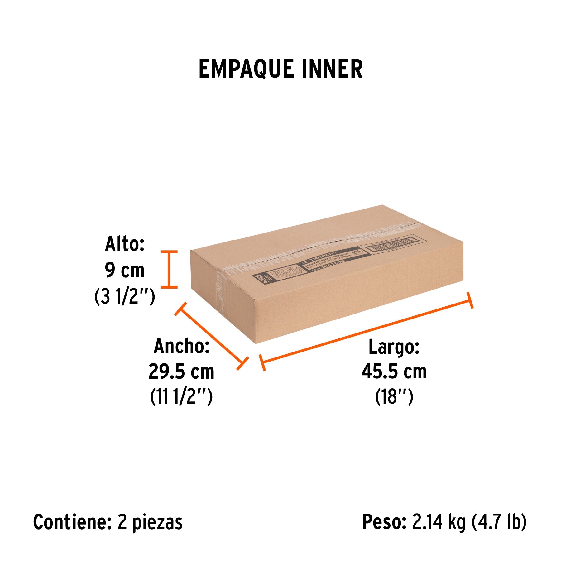 Mochila táctica negra, TRUPER - Empaque