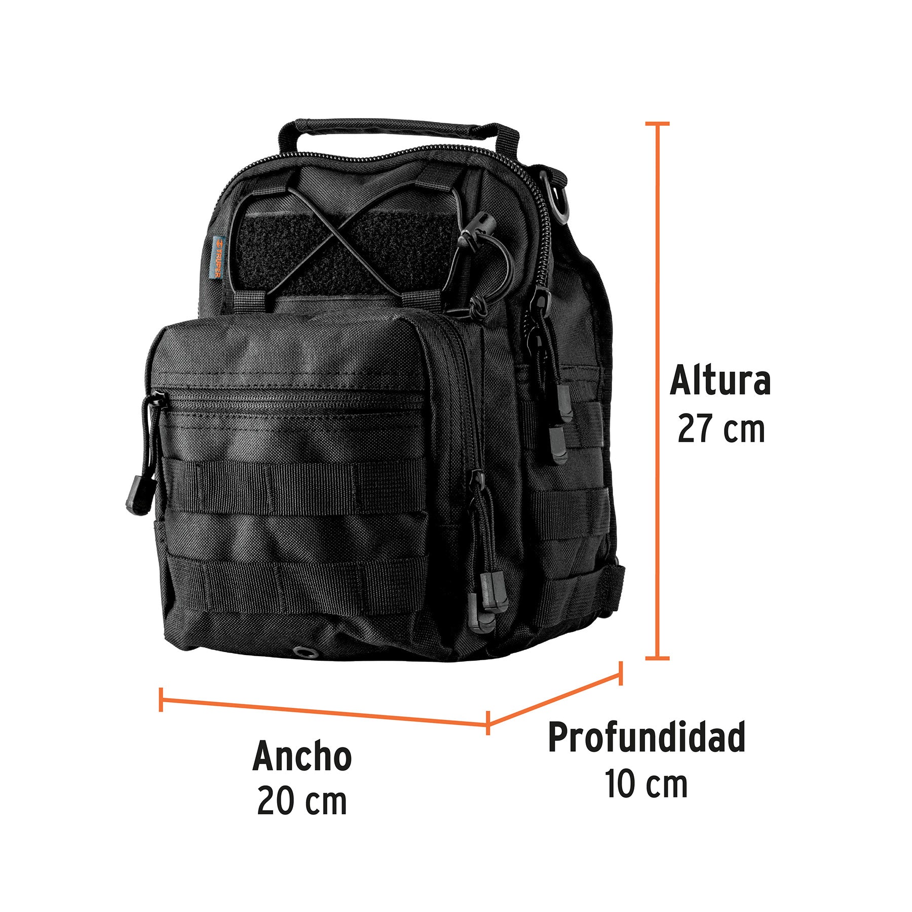 Mochila táctica multiusos negra, TRUPER