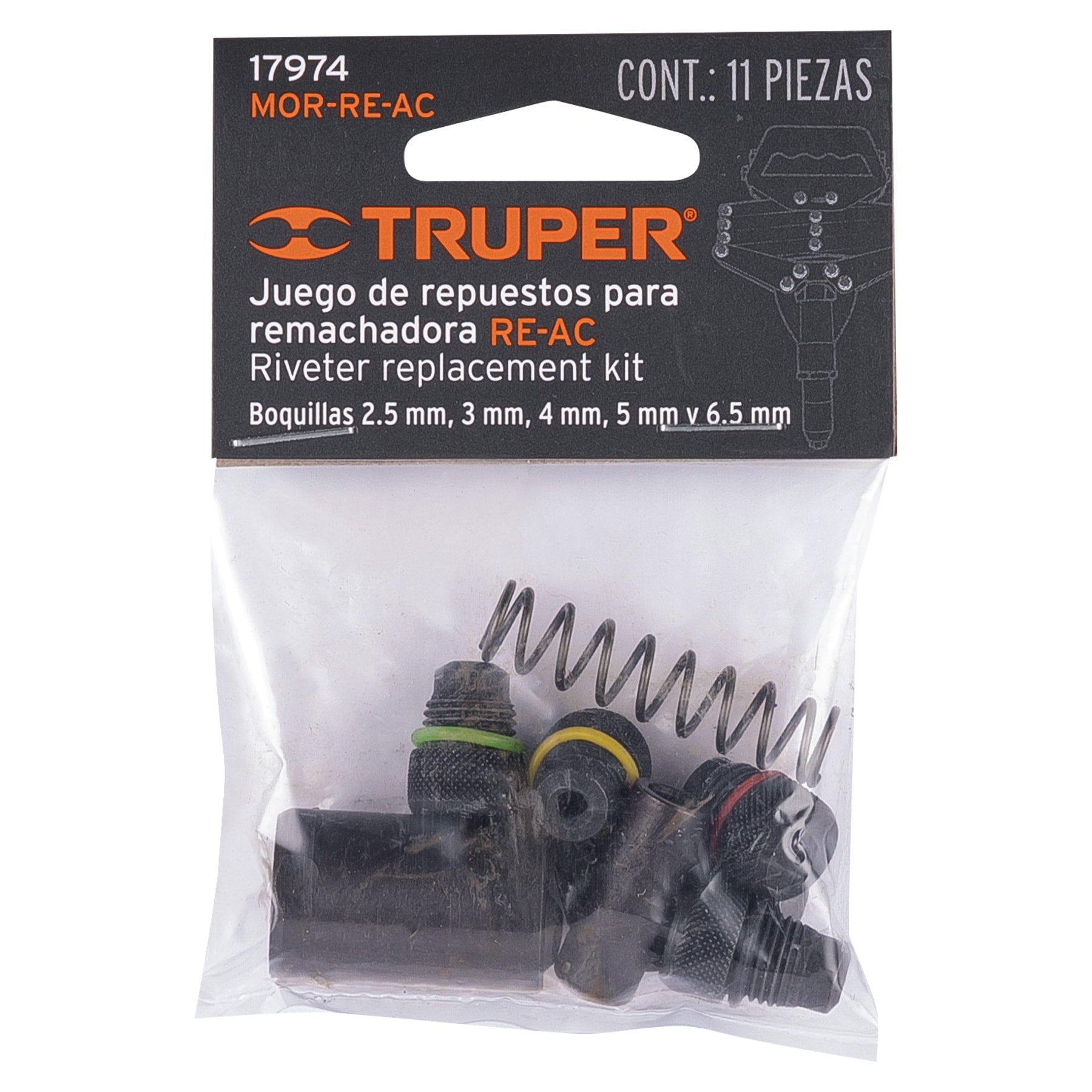 Kit de refacciones y mordazas para remachadora RE-AC, TRUPER
