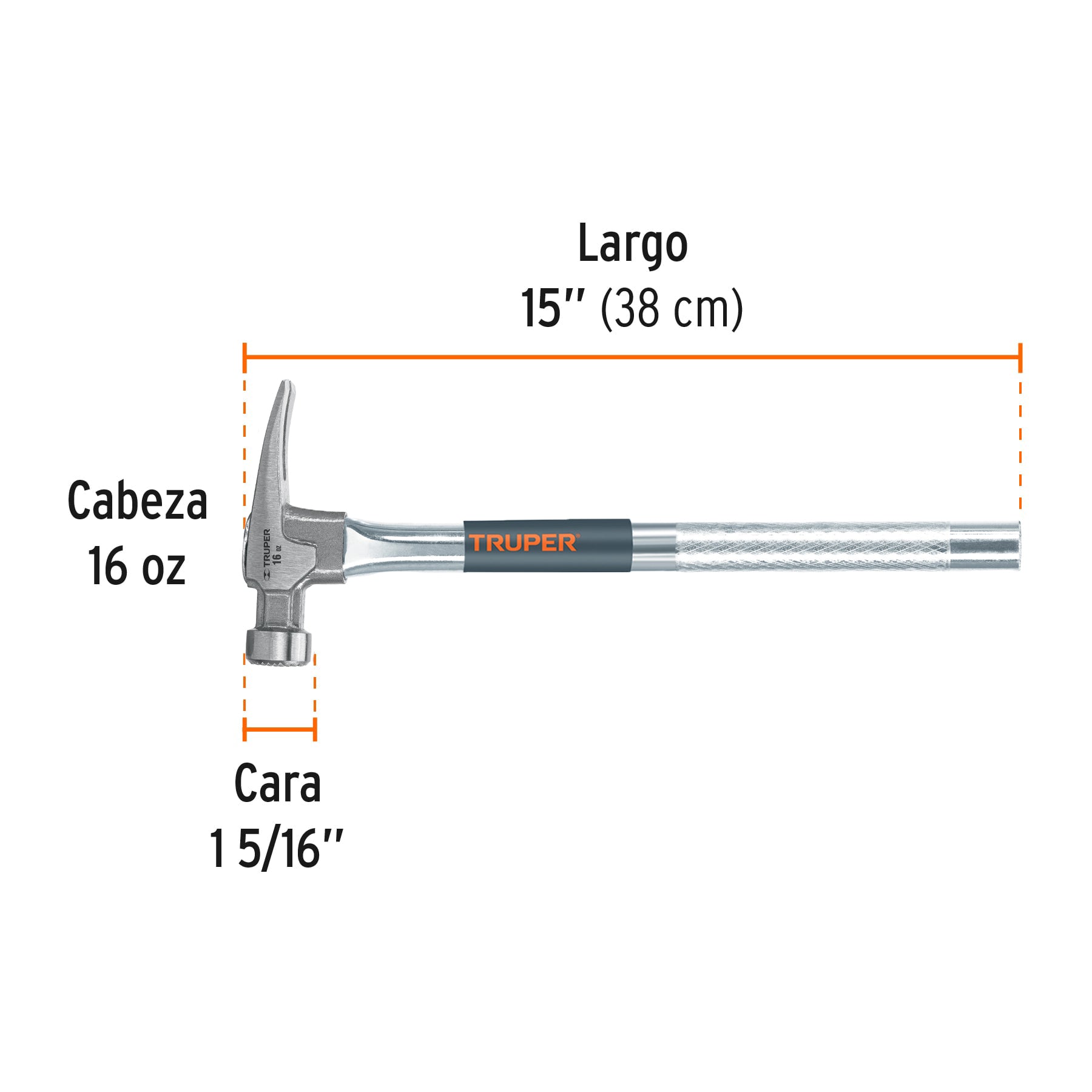 Martillo tubular 16 oz uña California Ripper, cara fresada