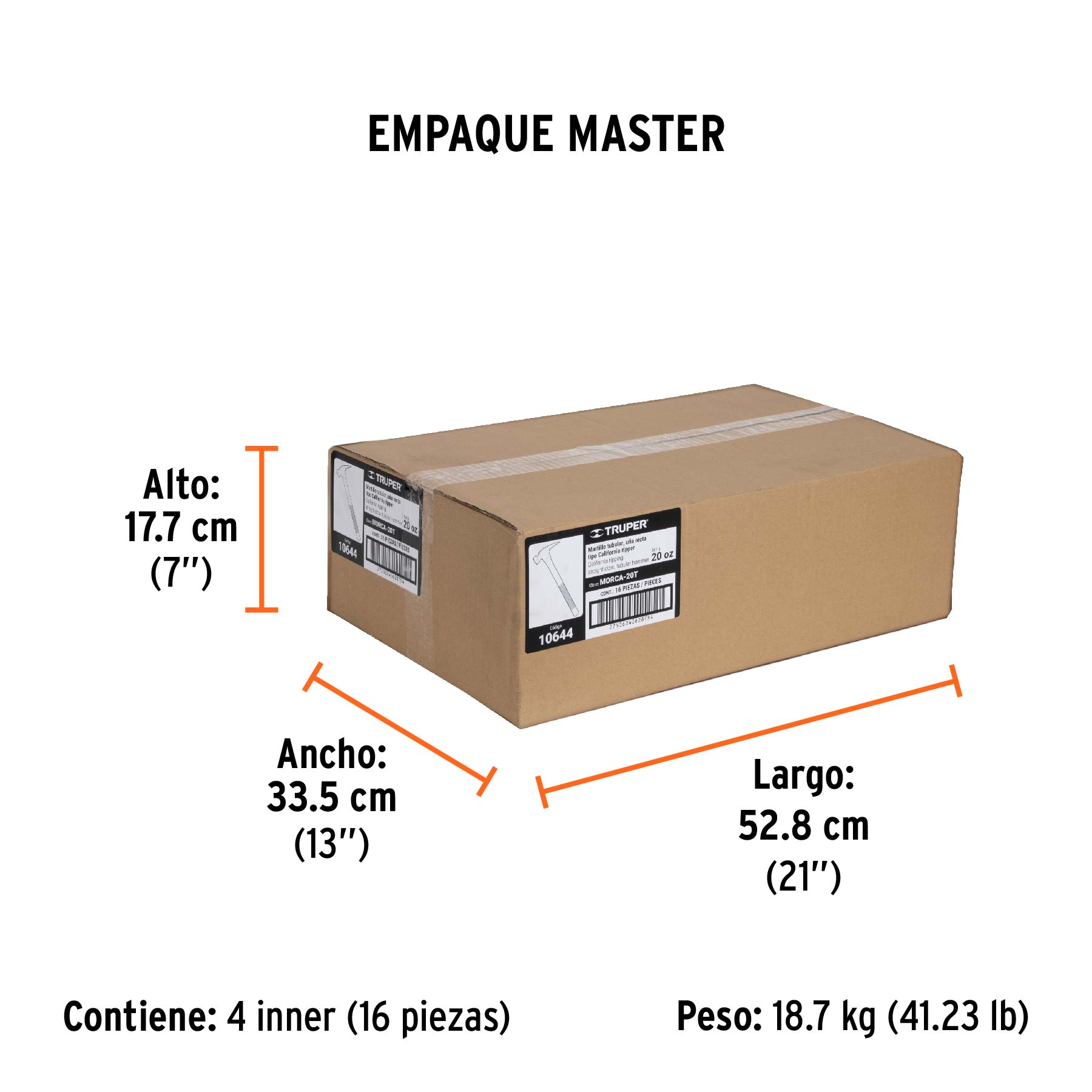 Martillo tubular 20 oz uña California Ripper, cara fresada - Empaque