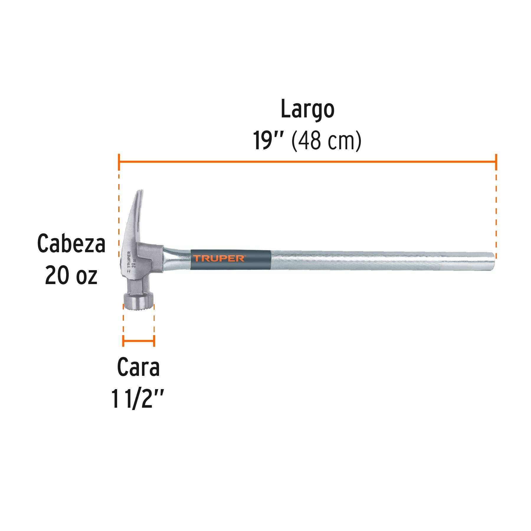 Martillo tubular 20 oz uña California Ripper, cara fresada