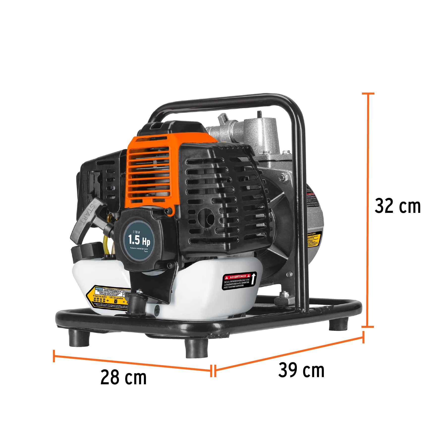 Motobomba autocebante 1"x1", gas. 1-1/2HP, agrícola, TRUPER