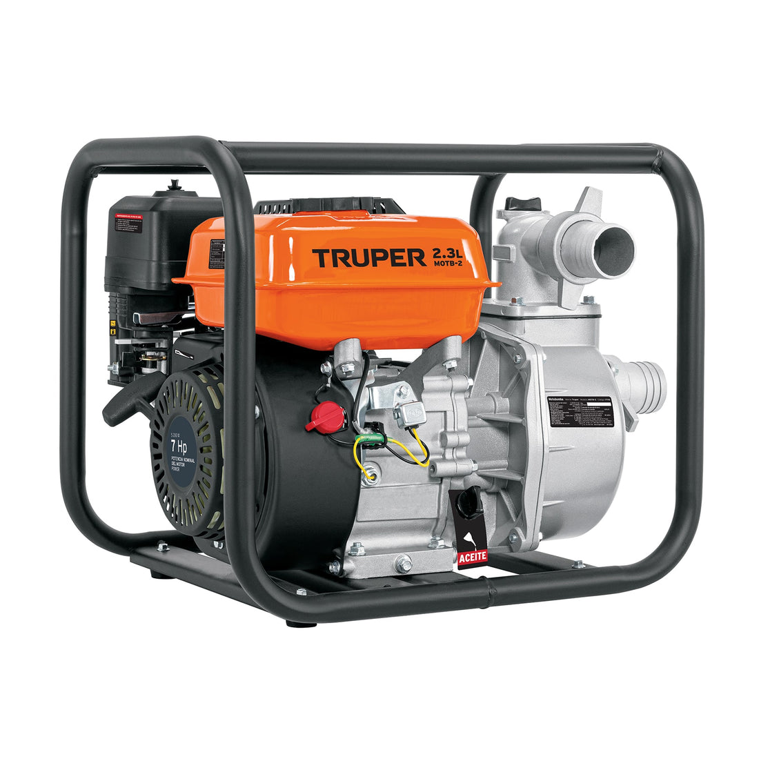 Motobomba autocebante 2"x2", gasolina 7HP, agrícola, TRUPER
