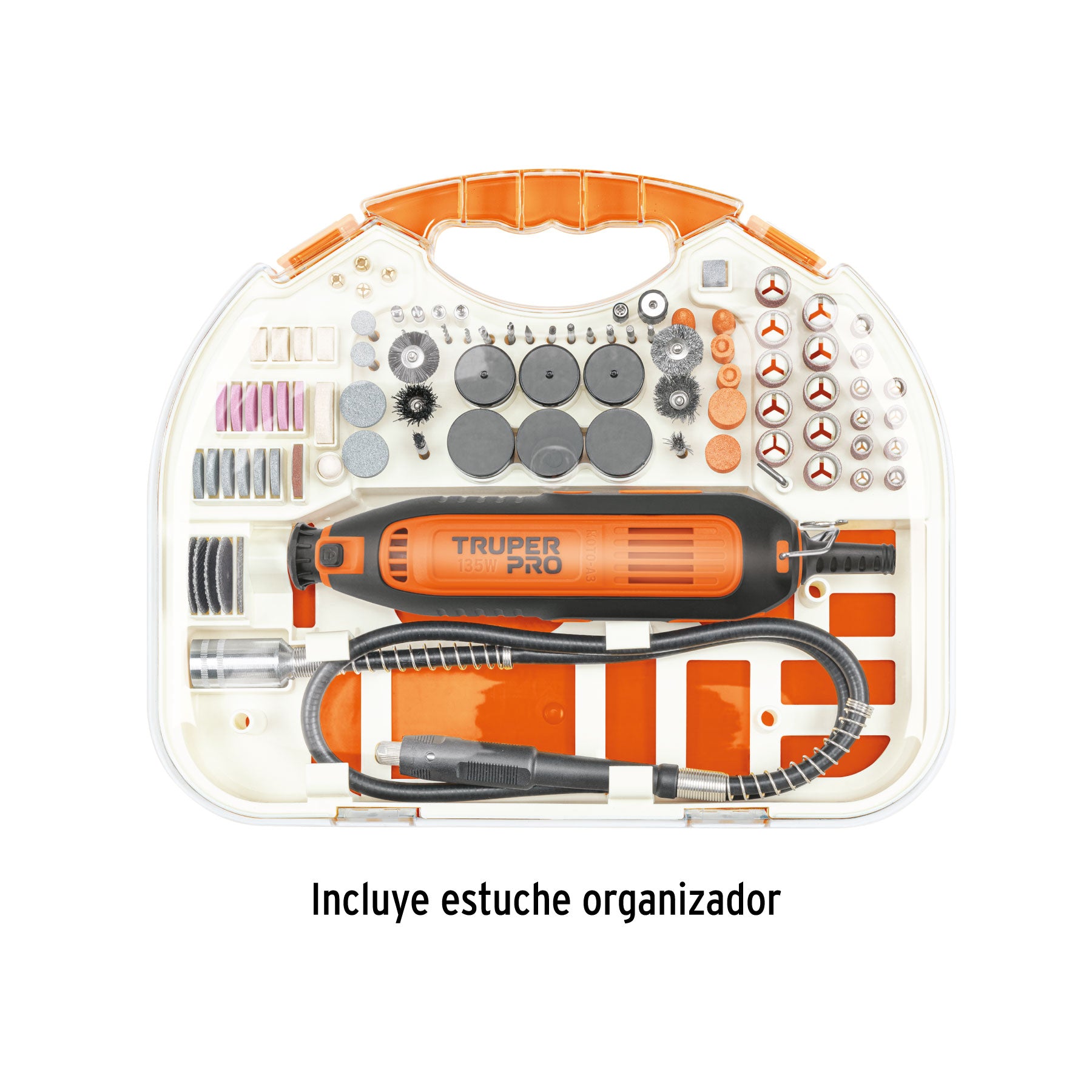 Herramienta rotativa 135W con 211 accesorios, TRUPER PRO