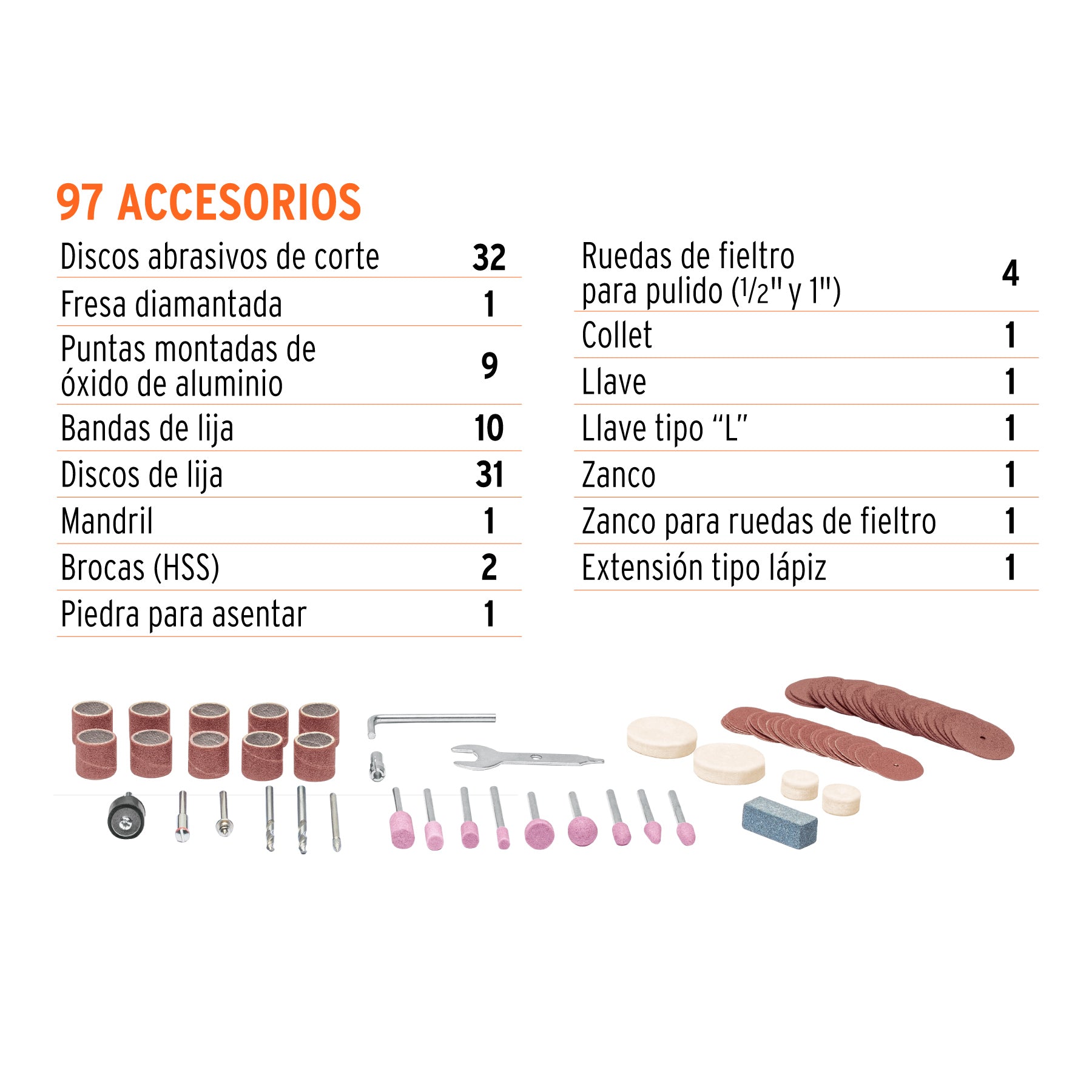 Herramienta rotativa 135W con 97 accesorios, TRUPER PRO
