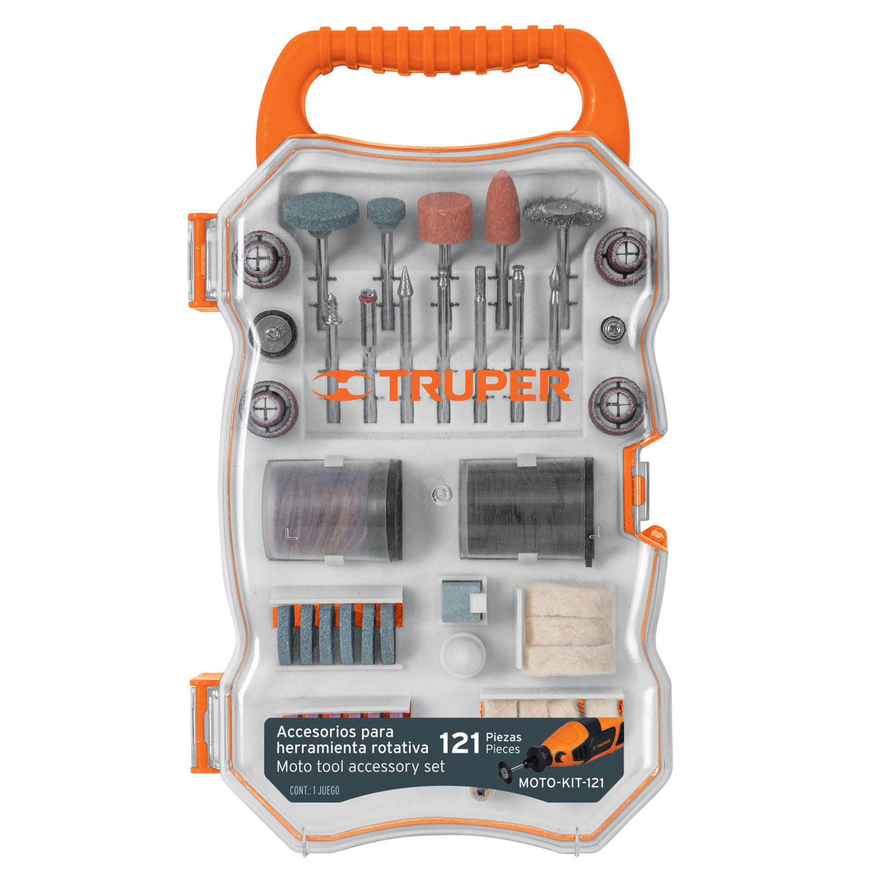 Kit accesorios para herramienta rotativa, 121 piezas, TRUPER