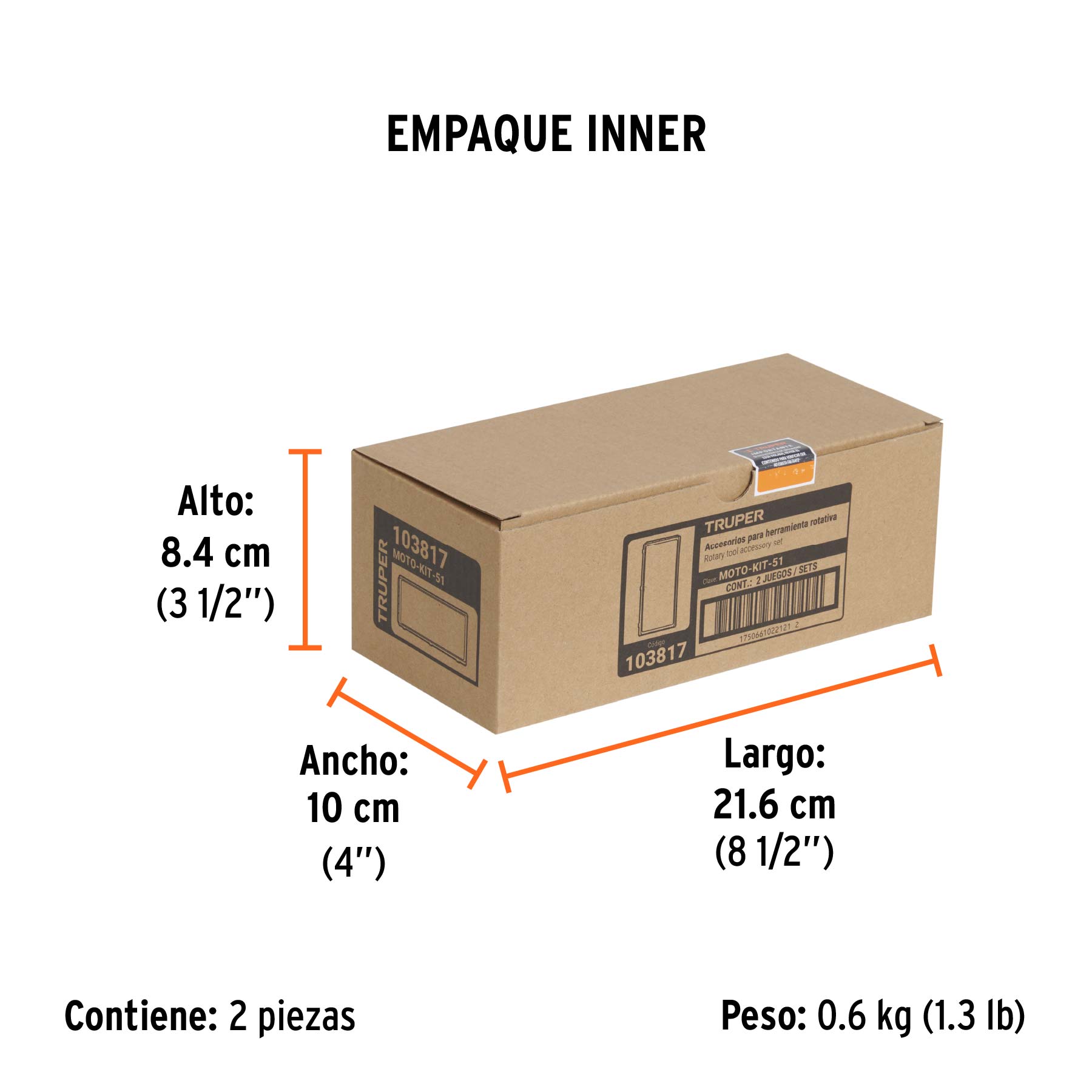 Kit de accesorios para herramienta rotativa, 51 pzas, TRUPER - Empaque