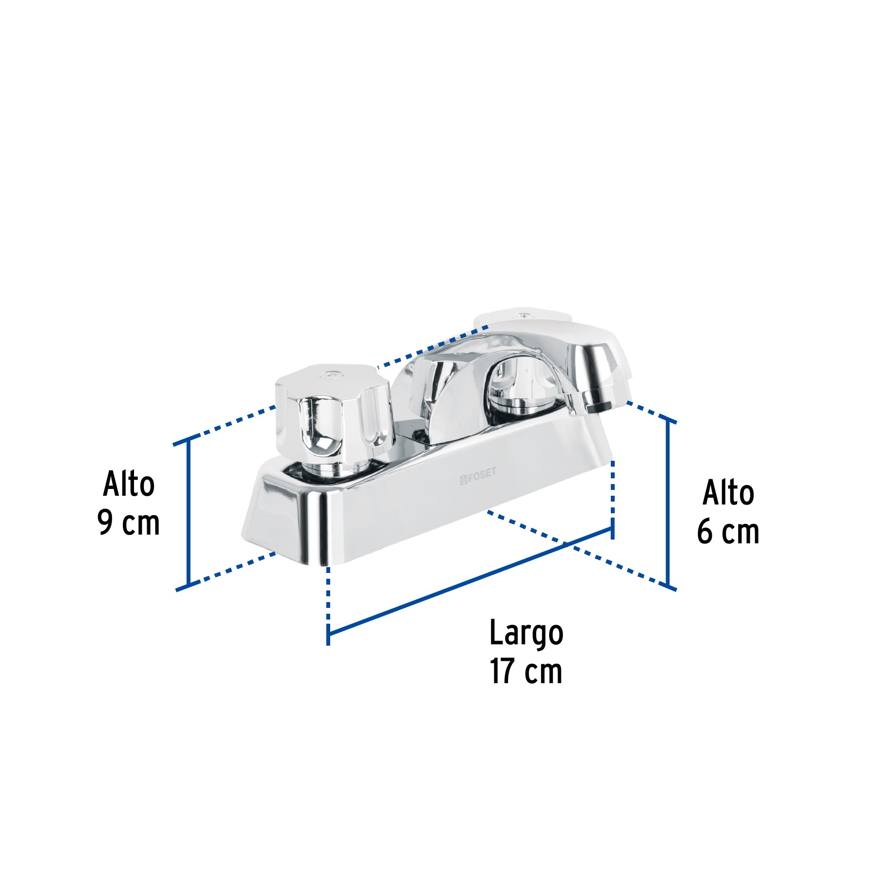 Mezcladora 4" lavabo, ABS, hexagonal, BASIC