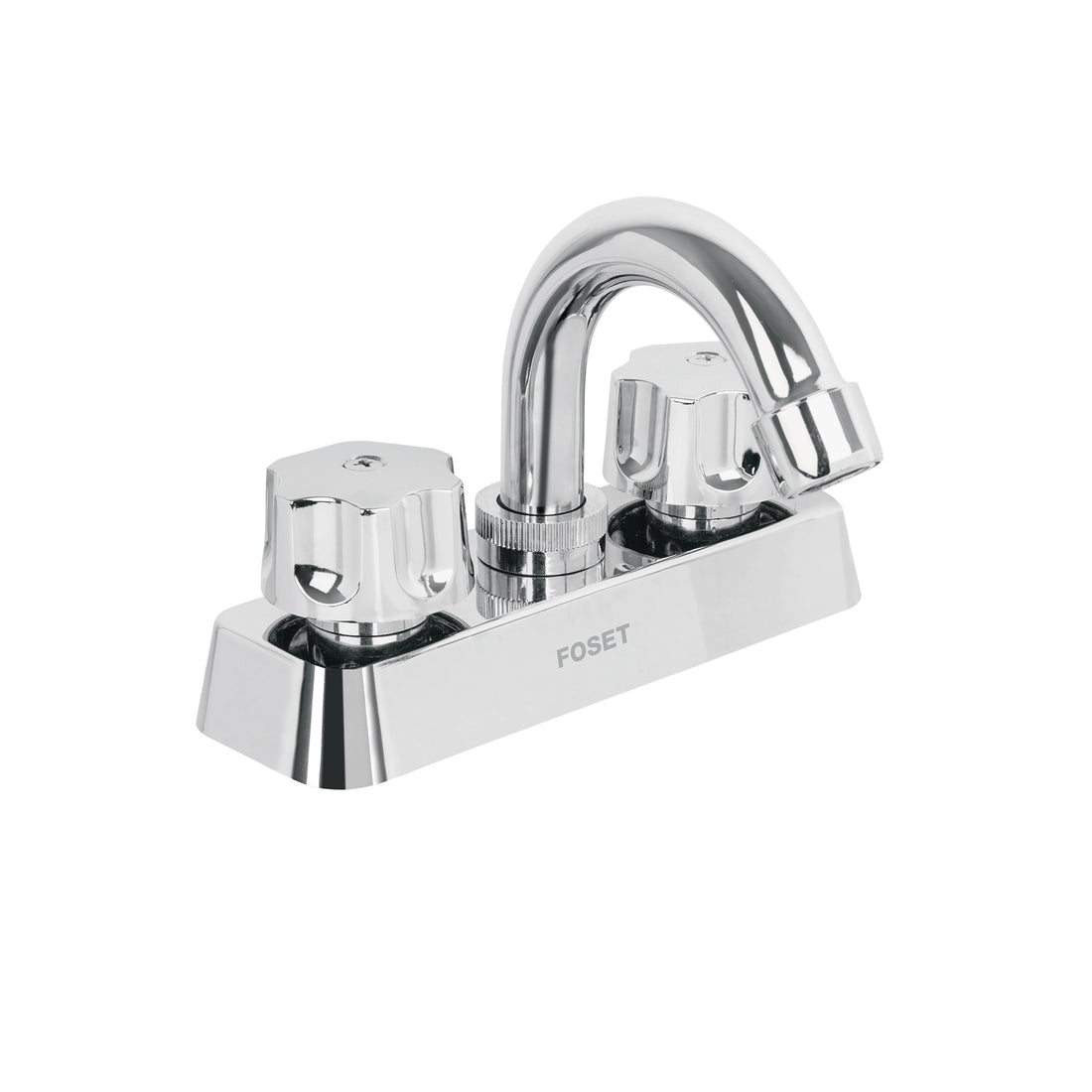 Mezcladora 4" lavabo, ABS, cuello curvo, hexagonal, BASIC