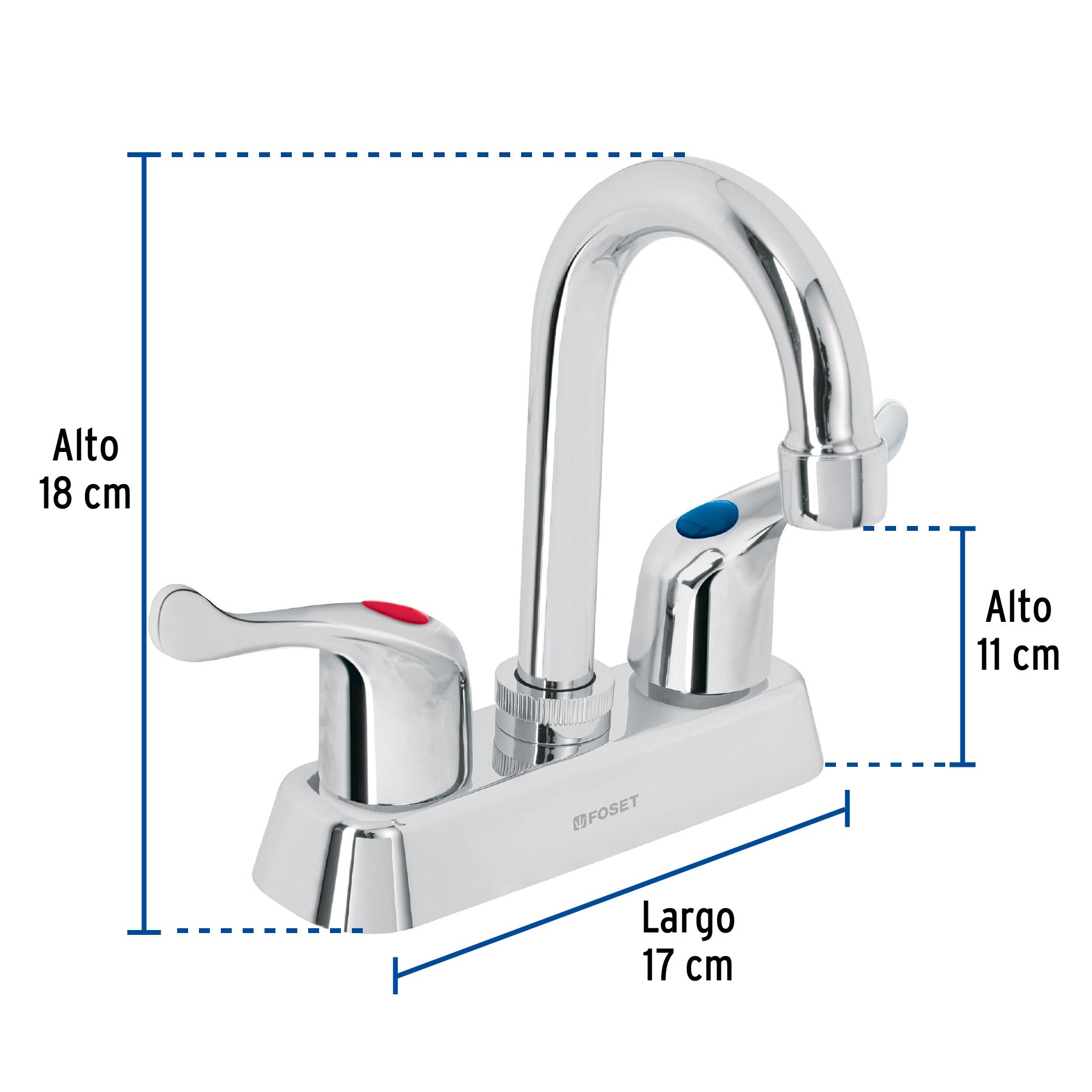 Mezcladora 4" lavabo, ABS, cuello bar, palanca, BASIC