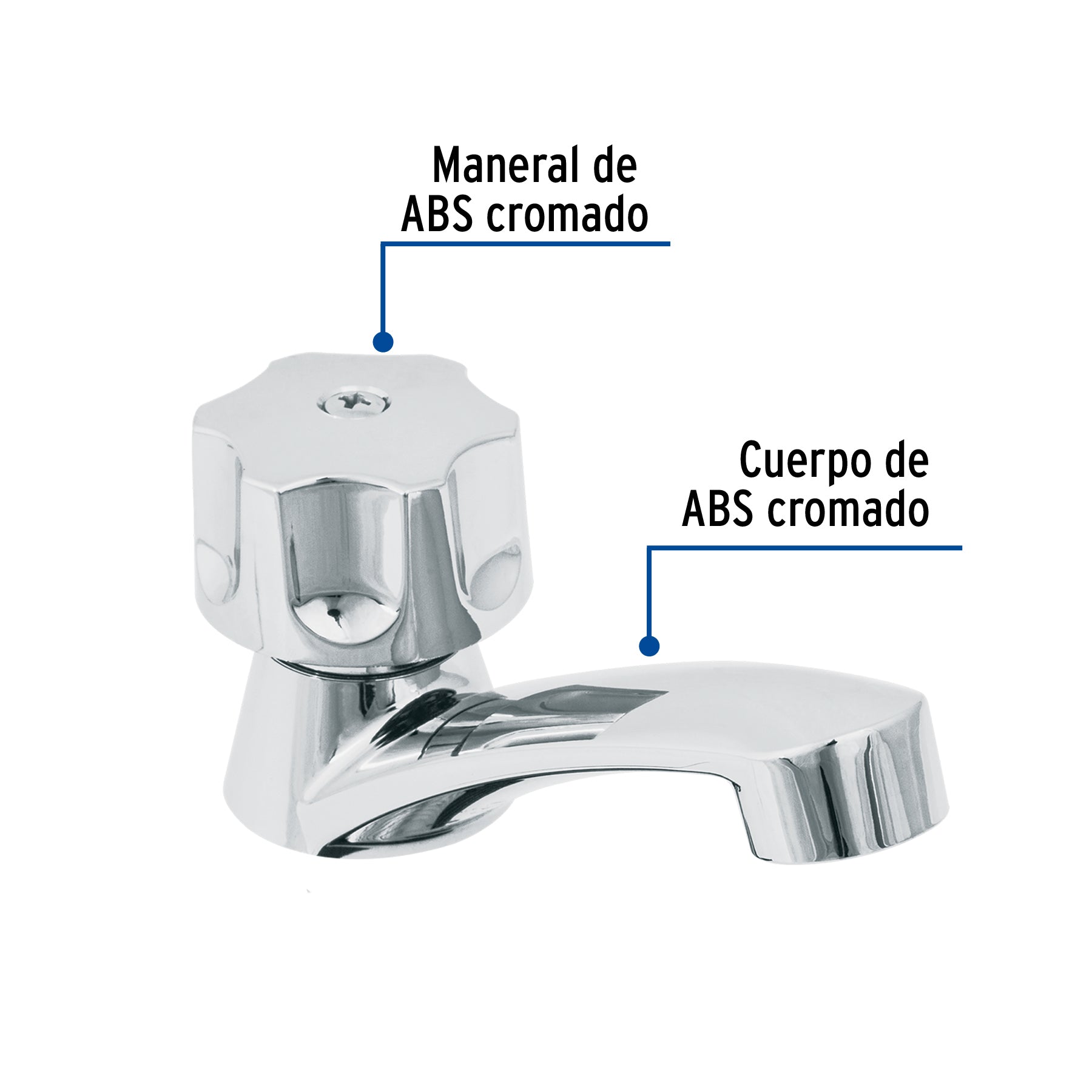 Llave individual lavabo, ABS, hexagonal, BASIC