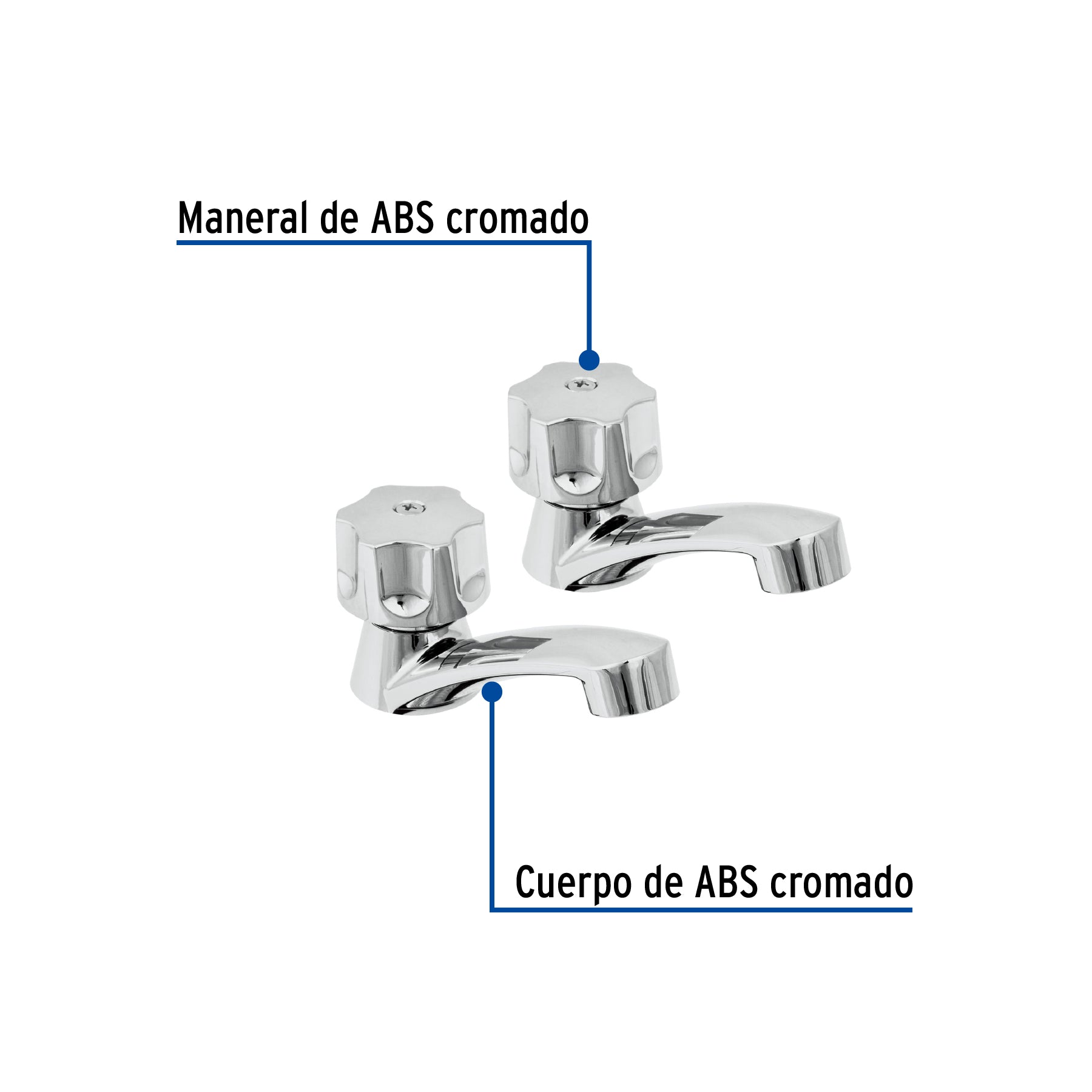 Juego llaves individuales lavabo, ABS, hexagonal, BASIC