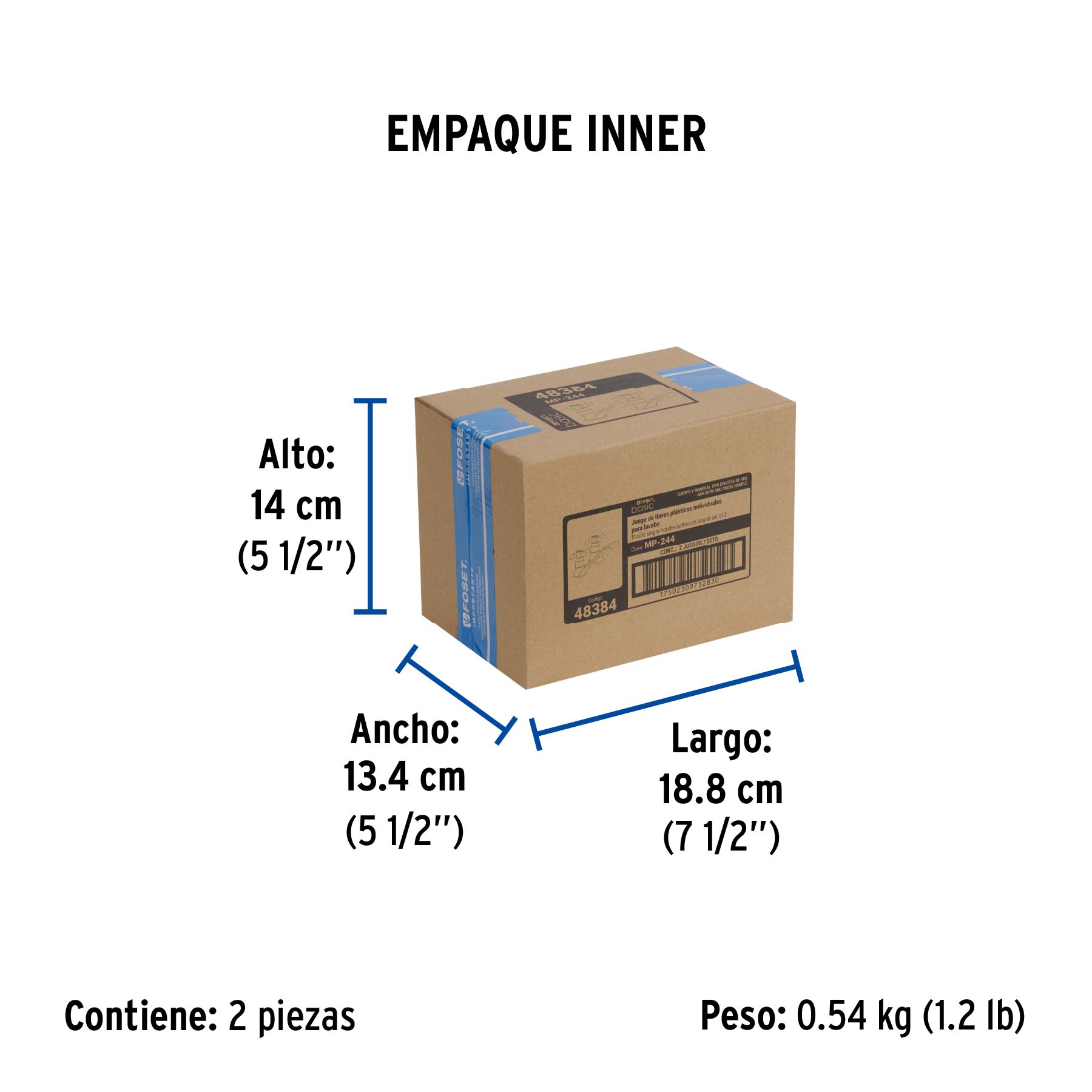 Juego llaves individuales lavabo, ABS, cruceta, BASIC - Empaque