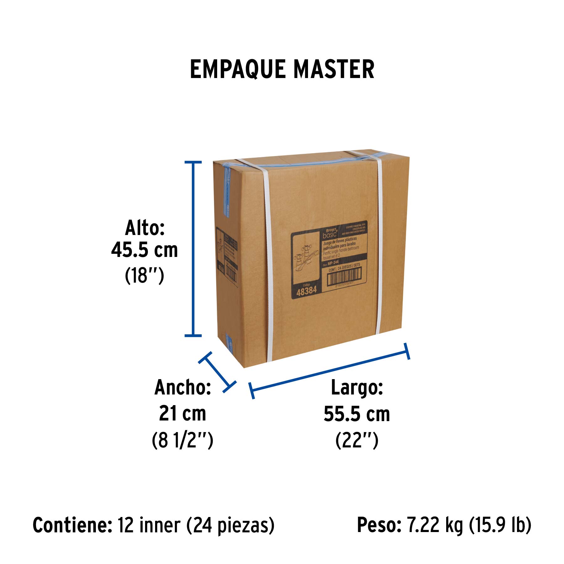 Juego llaves individuales lavabo, ABS, cruceta, BASIC - Empaque