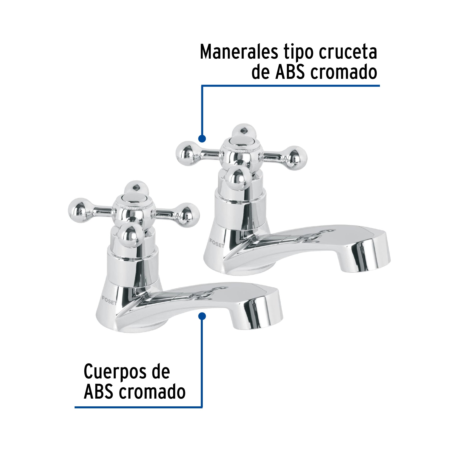 Juego llaves individuales lavabo, ABS, cruceta, BASIC