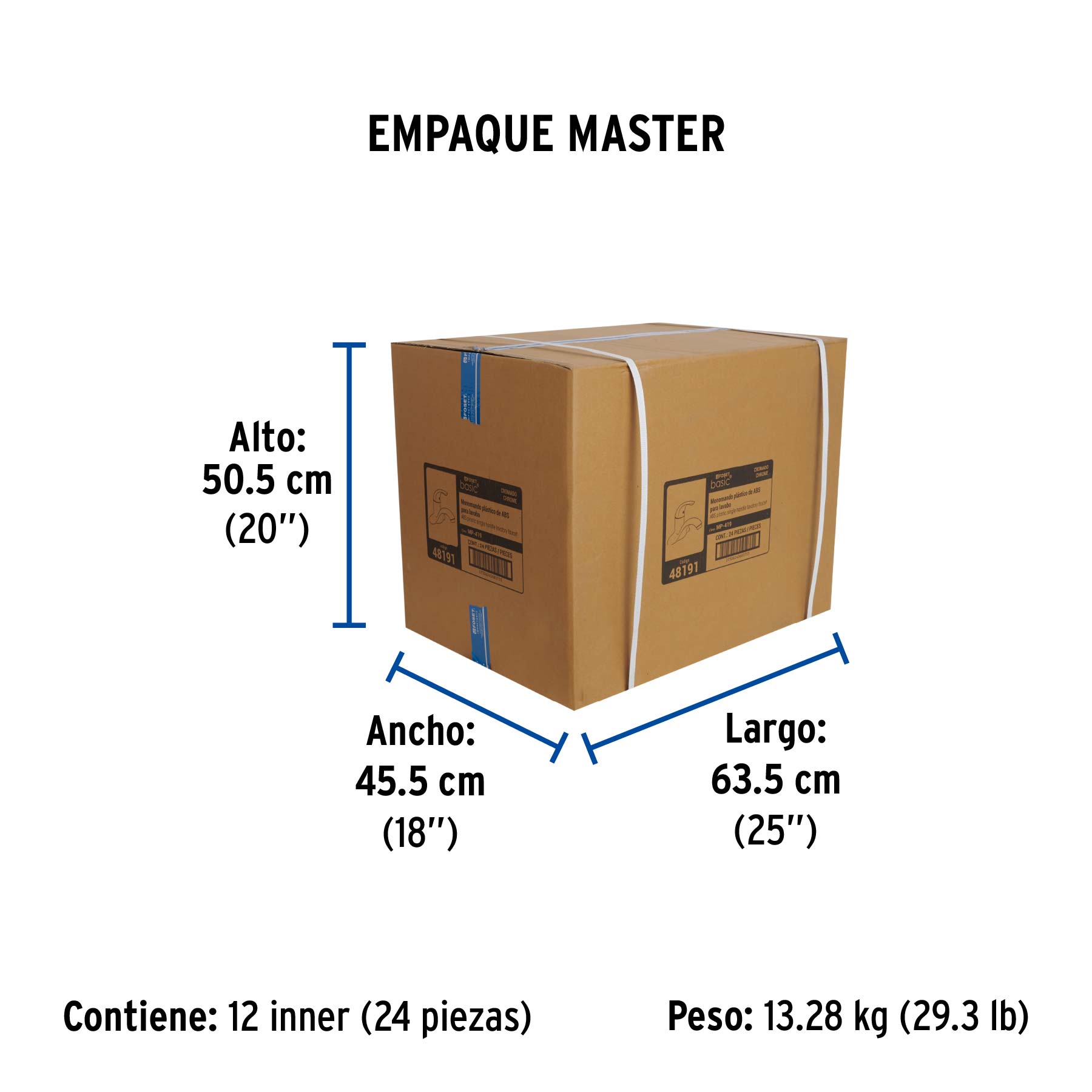 Monomando lavabo, ABS, nariz curva, BASIC - Empaque
