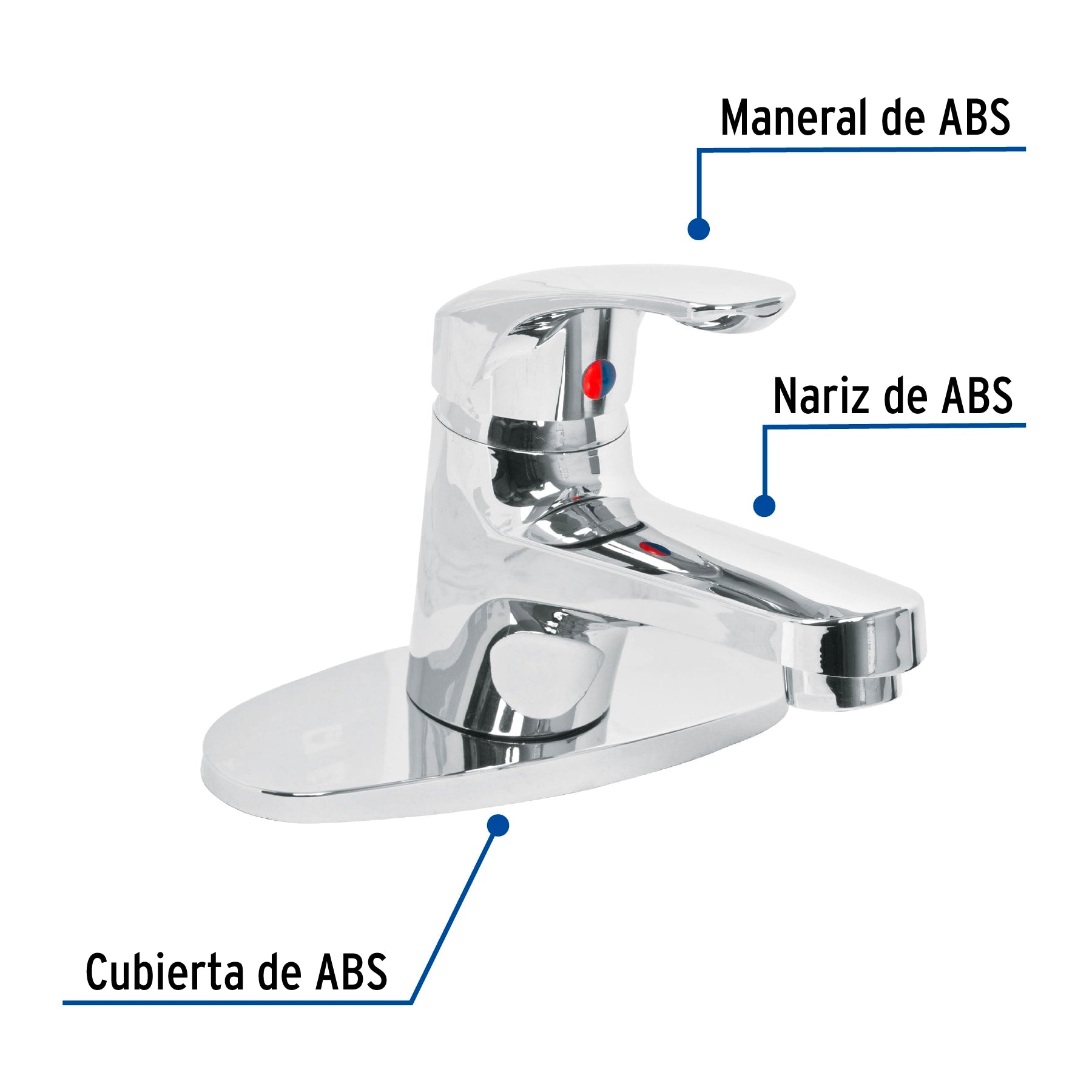 Monomando lavabo, ABS, nariz recta, con cubierta, BASIC