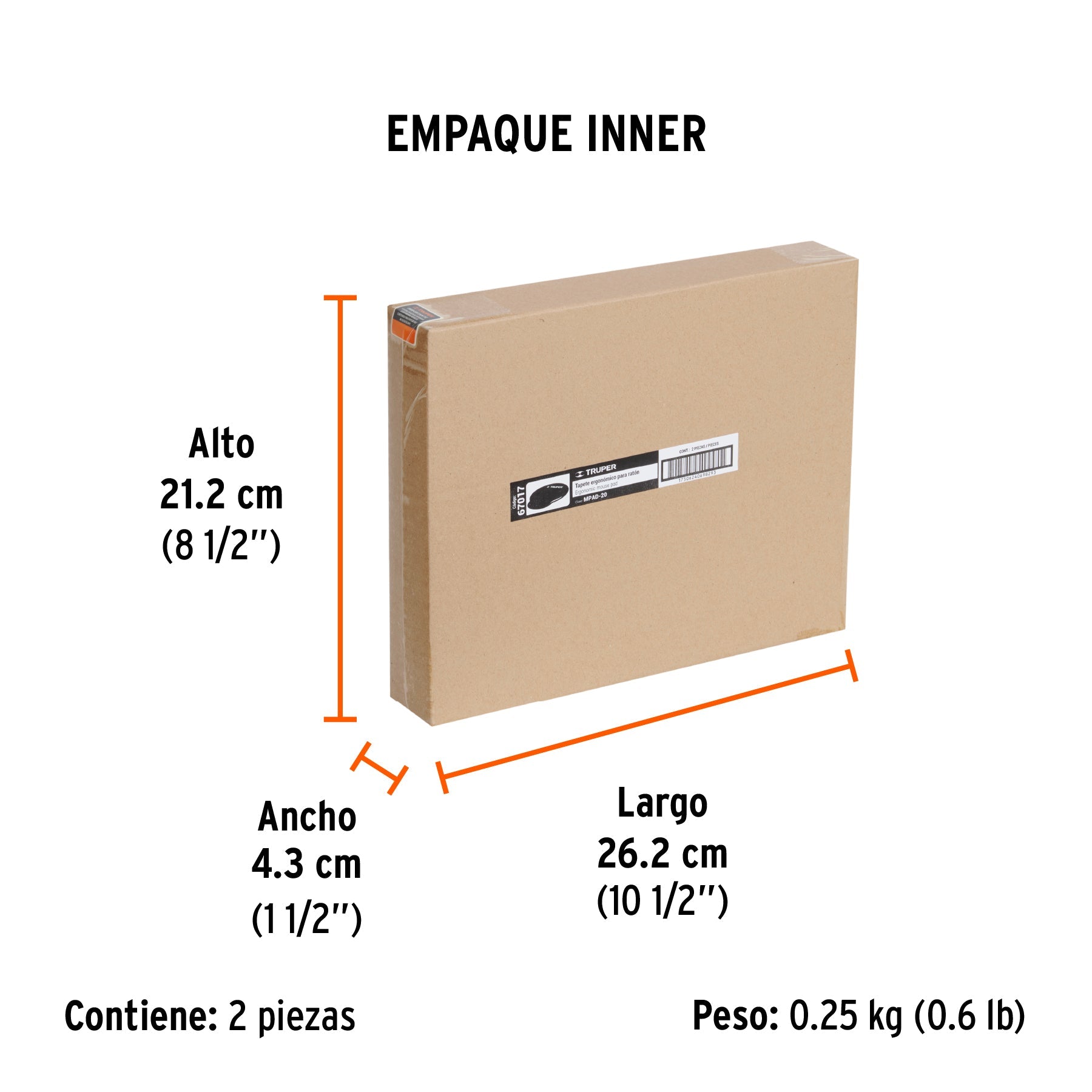 Mouse pad ergonómico de gel, TRUPER - Empaque
