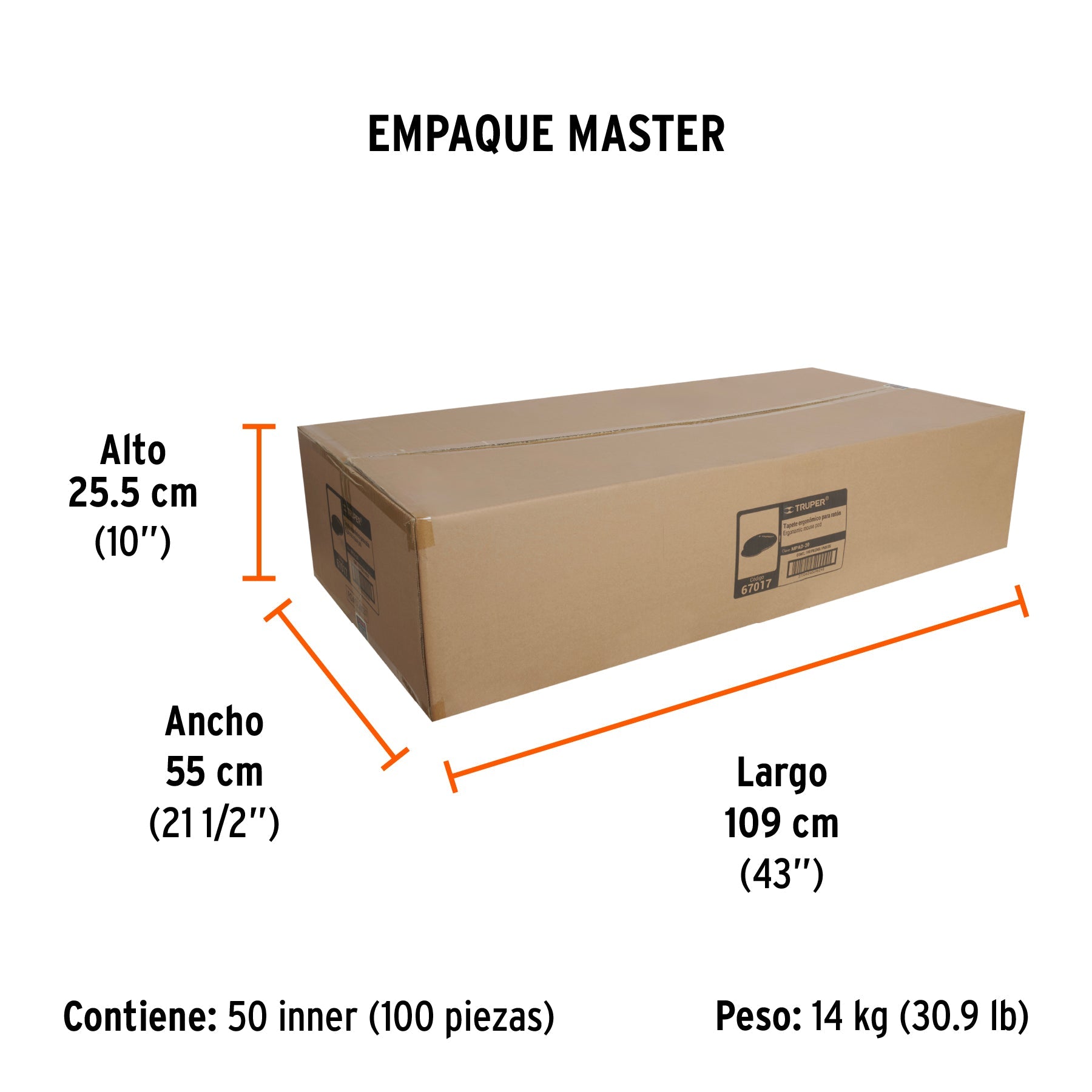 Mouse pad ergonómico de gel, TRUPER - Empaque