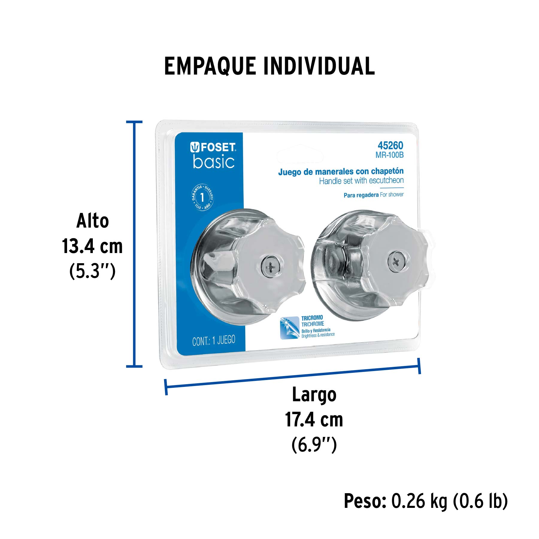 Juego de 2 manerales metálicos para regadera, en blíster - Empaque