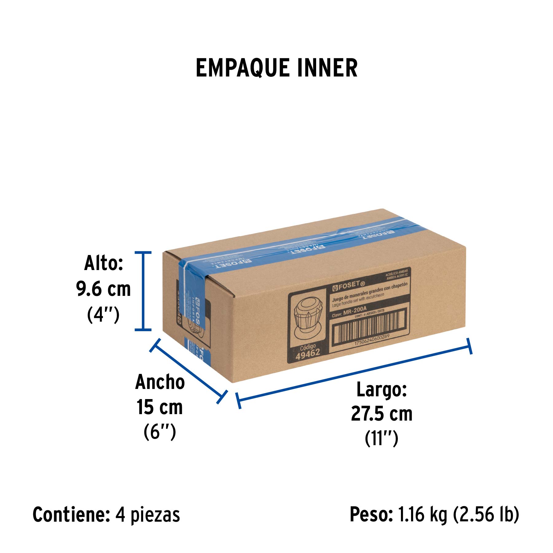 Juego de 2 manerales acrílico ámbar para regadera, BASIC - Empaque