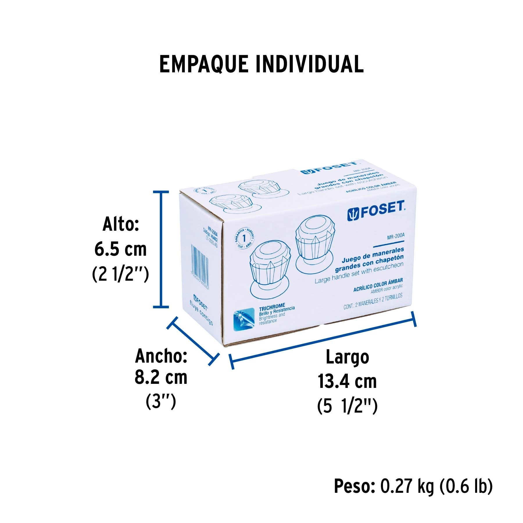 Juego de 2 manerales acrílico ámbar para regadera, BASIC - Empaque