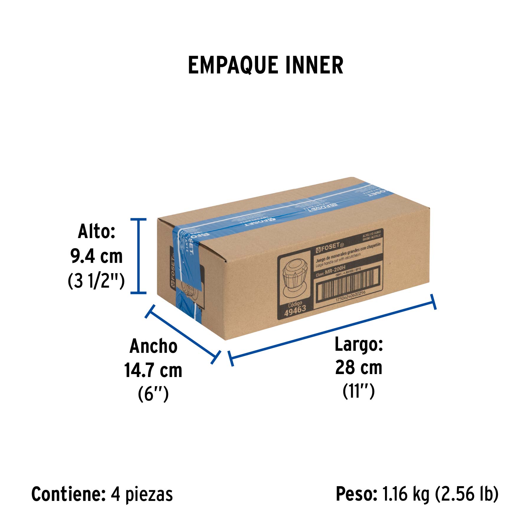 Juego de 2 manerales acrílico humo para regadera, BASIC - Empaque