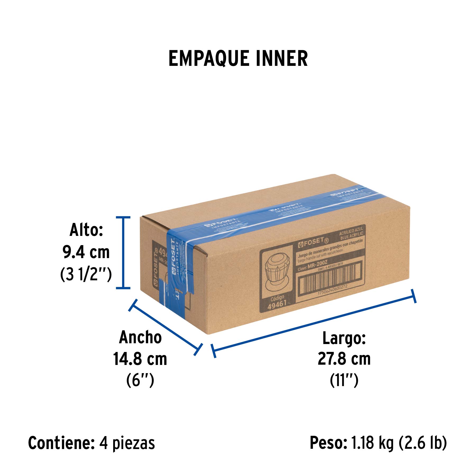 Juego de 2 manerales acrílico azul para regadera, BASIC - Empaque