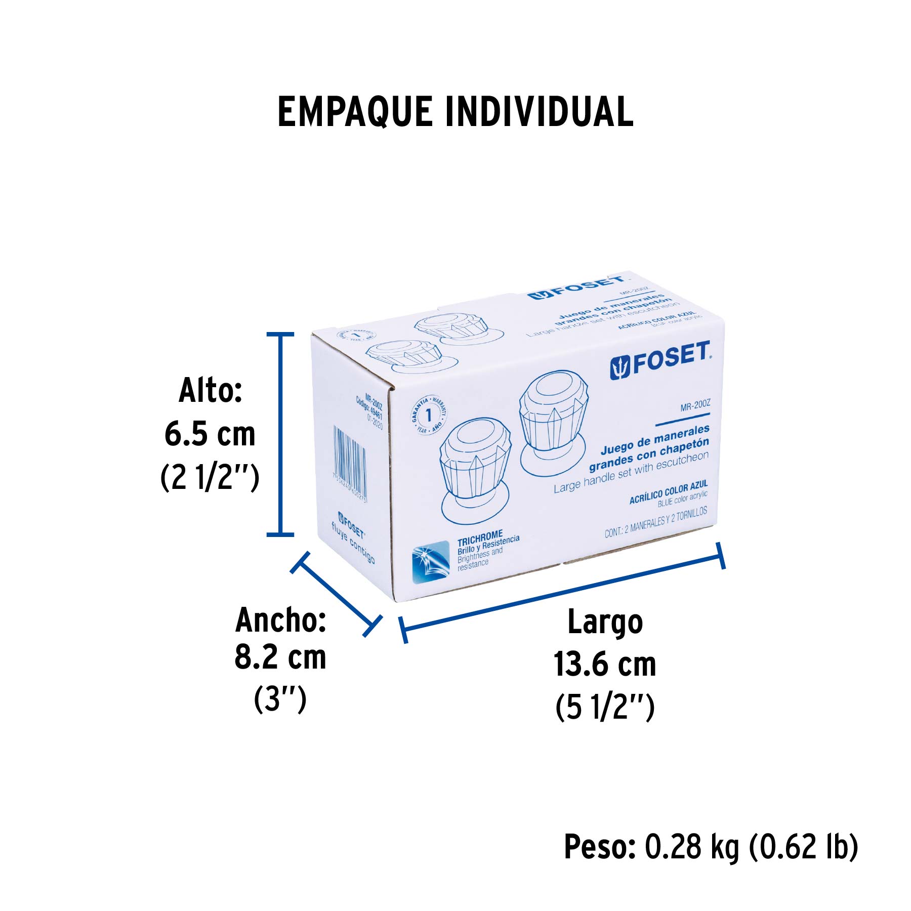 Juego de 2 manerales acrílico azul para regadera, BASIC - Empaque