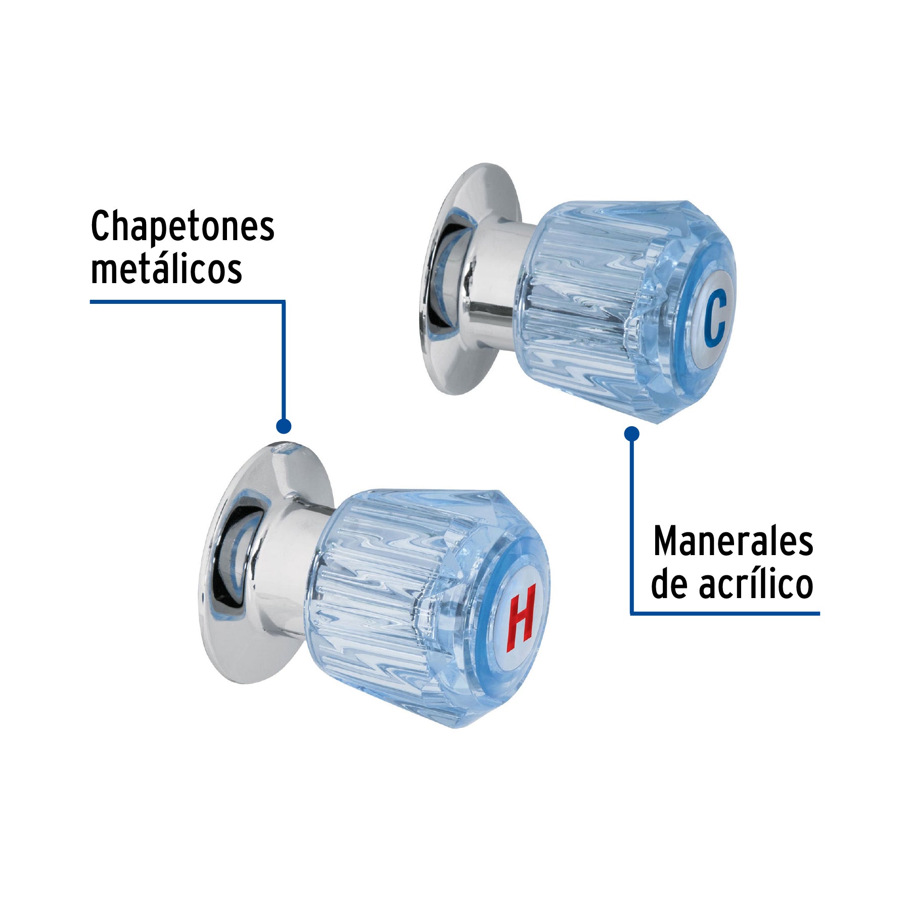 Juego de 2 manerales acrílico azul para regadera, BASIC
