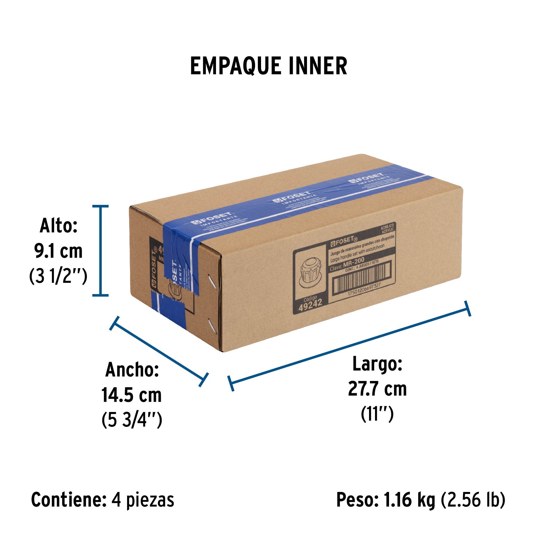 Juego de 2 manerales acrílico trans. para regadera, BASIC - Empaque