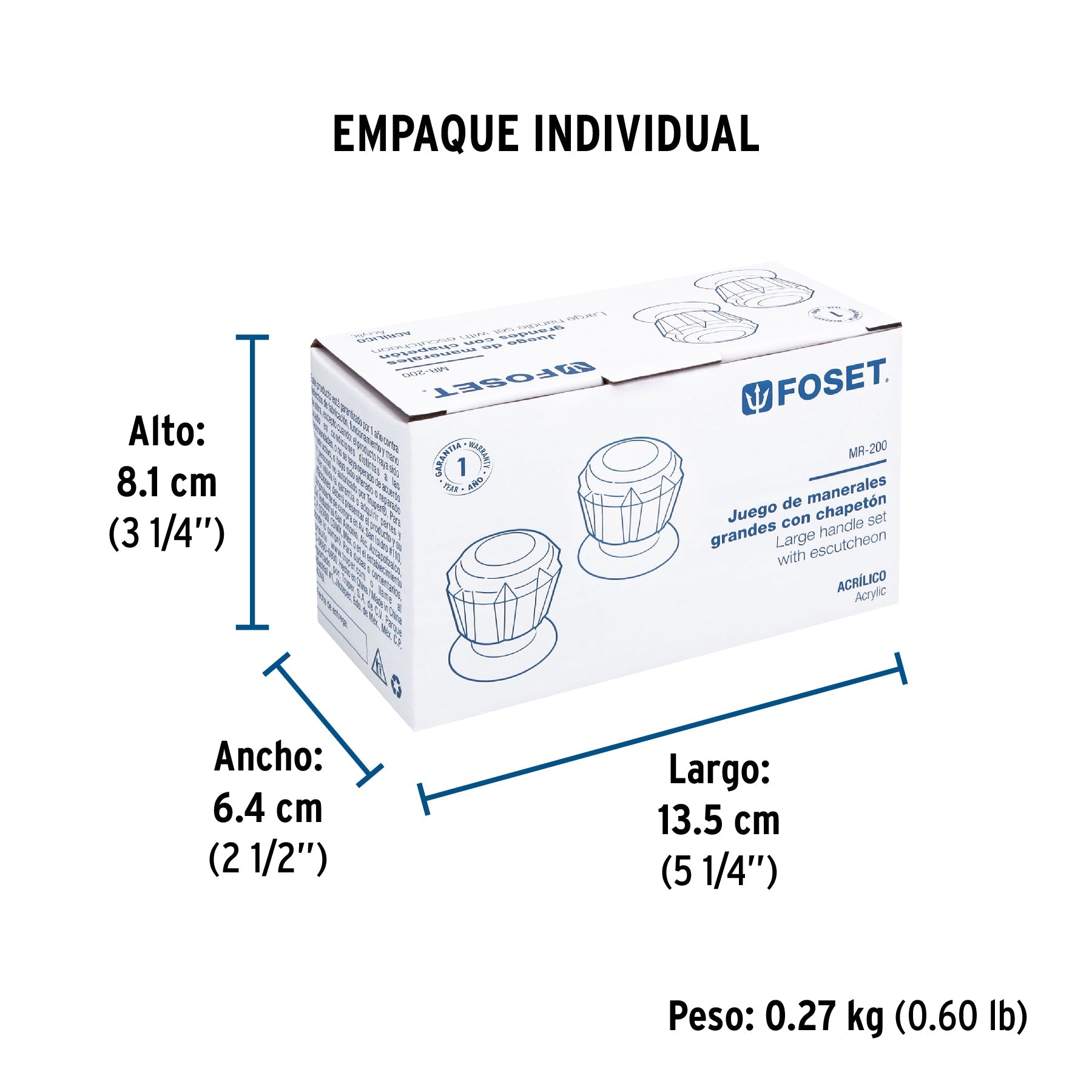 Juego de 2 manerales acrílico trans. para regadera, BASIC - Empaque