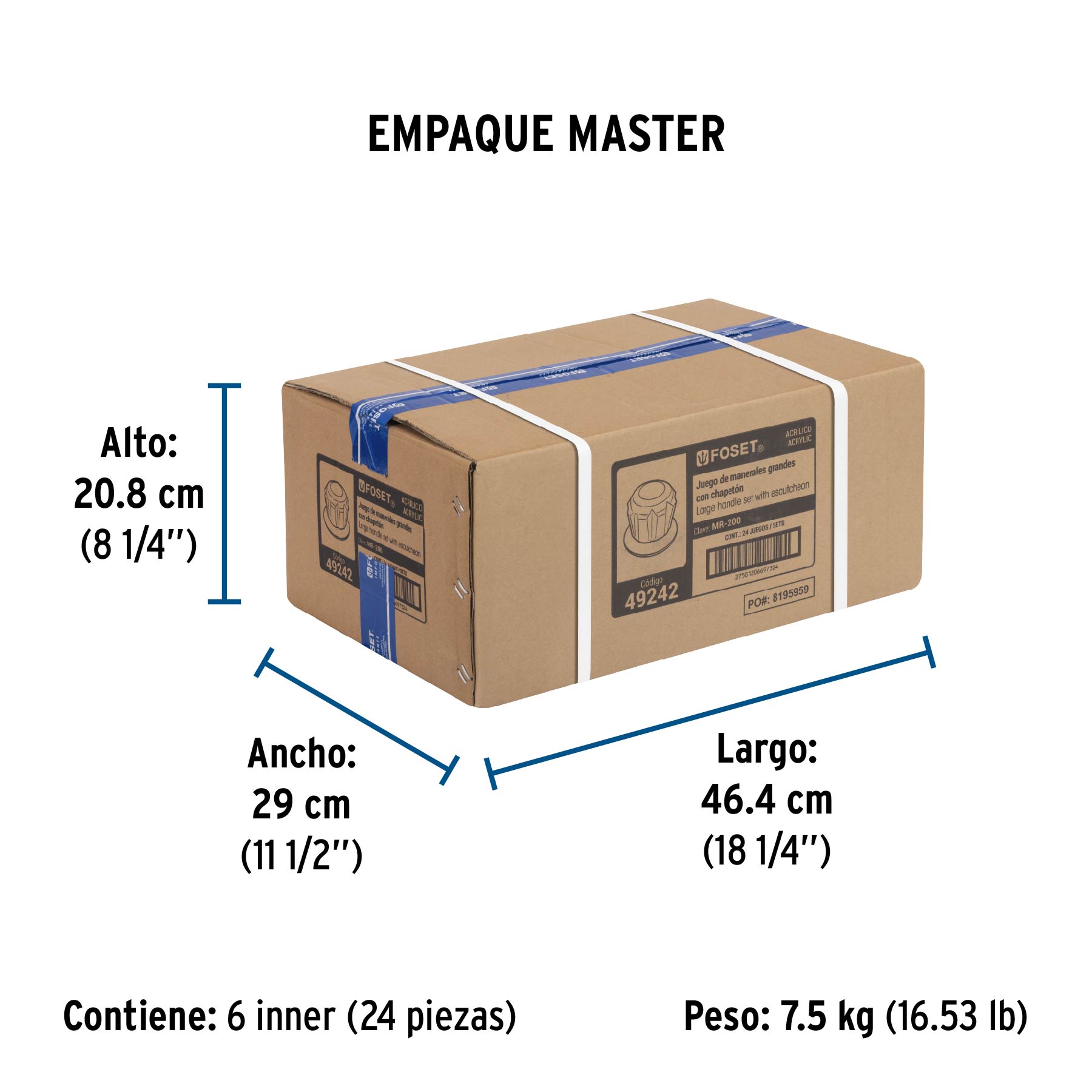 Juego de 2 manerales acrílico trans. para regadera, BASIC - Empaque