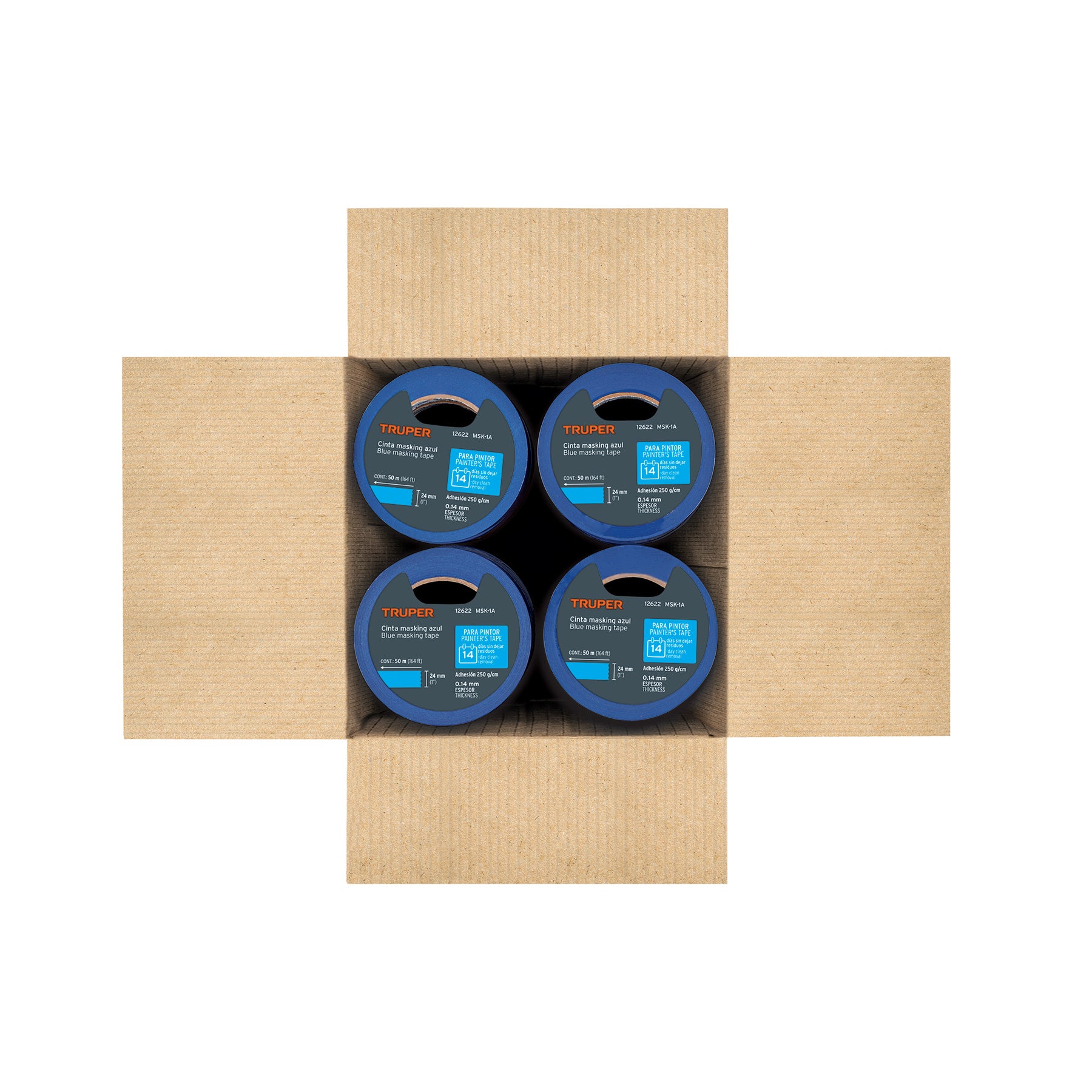 Cinta masking tape azul de 1" x 50 m para pintor, TRUPER