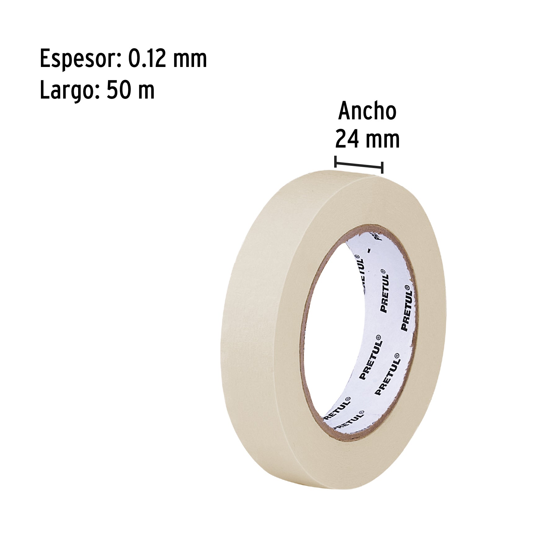 Cinta masking tape de 1" x 50 m, PRETUL