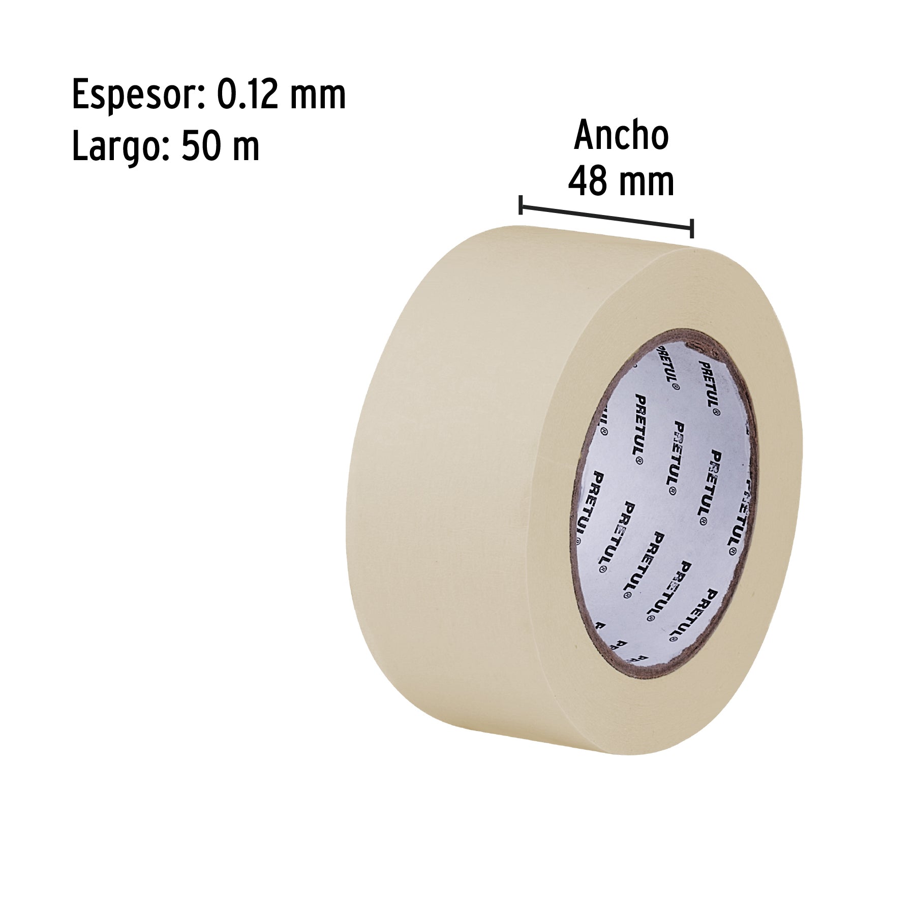 Cinta masking tape de 2" x 50 m, PRETUL