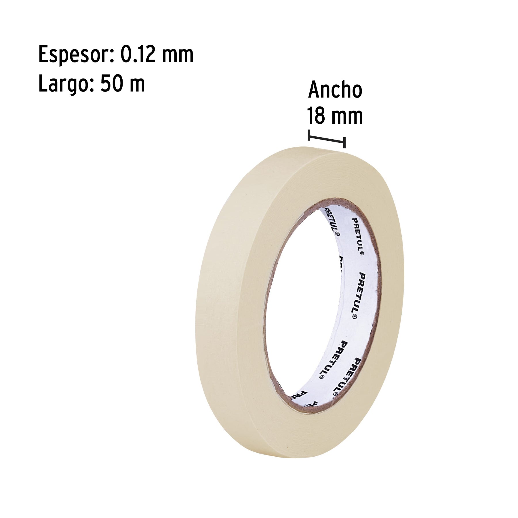 Cinta masking tape de 3/4" x 50 m, PRETUL