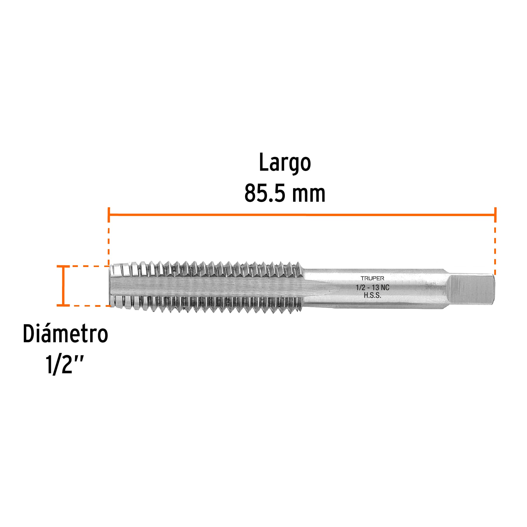 Machuelo semicónico 1/2" x 13 cuerda gruesa, TRUPER