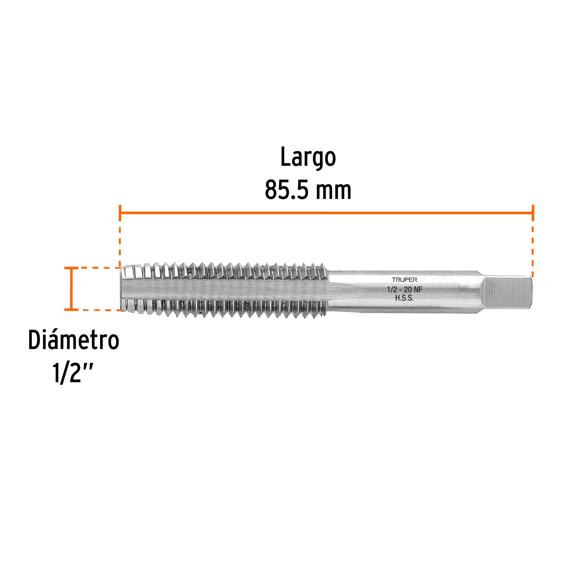 Machuelo semicónico 1/2" x 20 cuerda fina, TRUPER