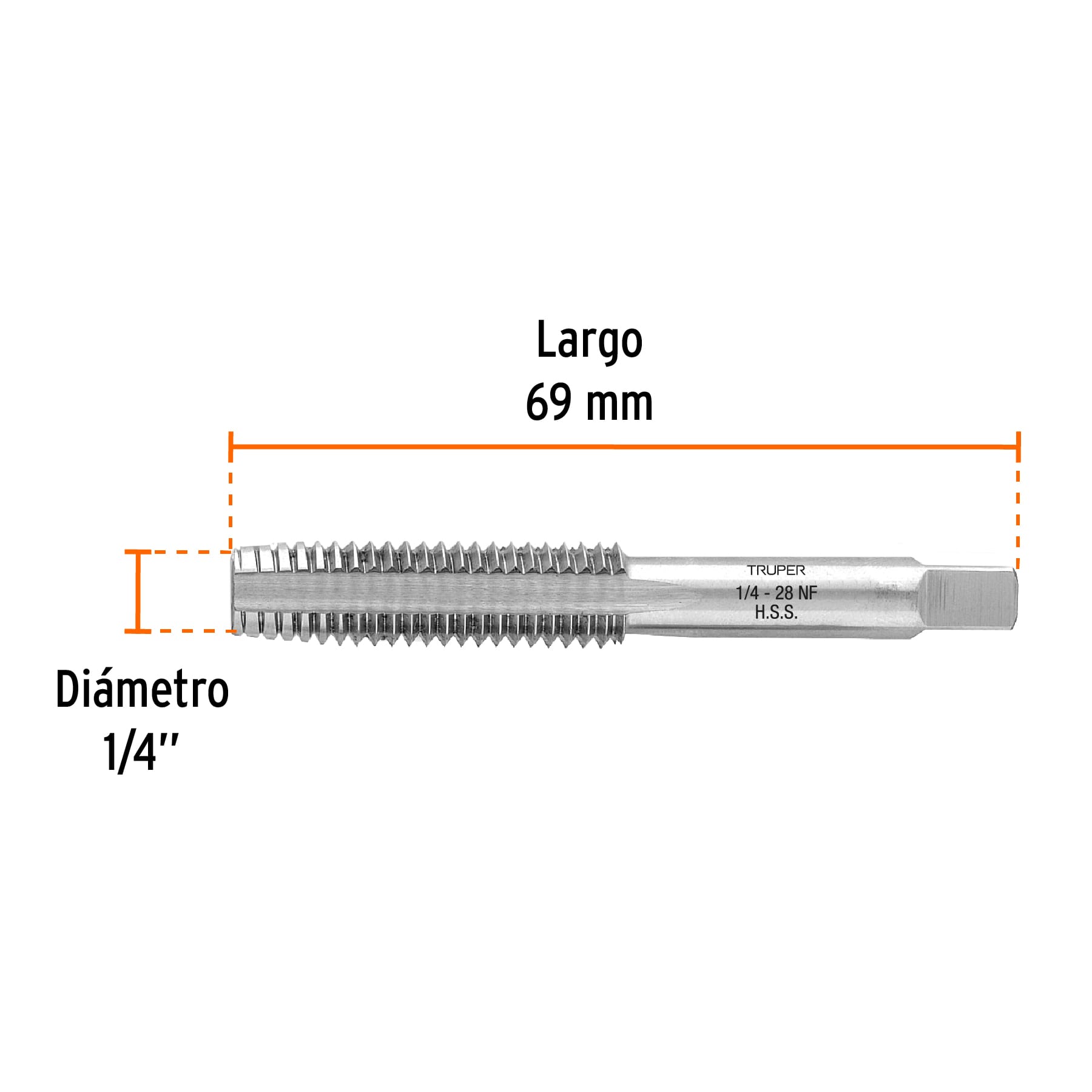 Machuelo semicónico 1/4" x 28 cuerda fina, TRUPER