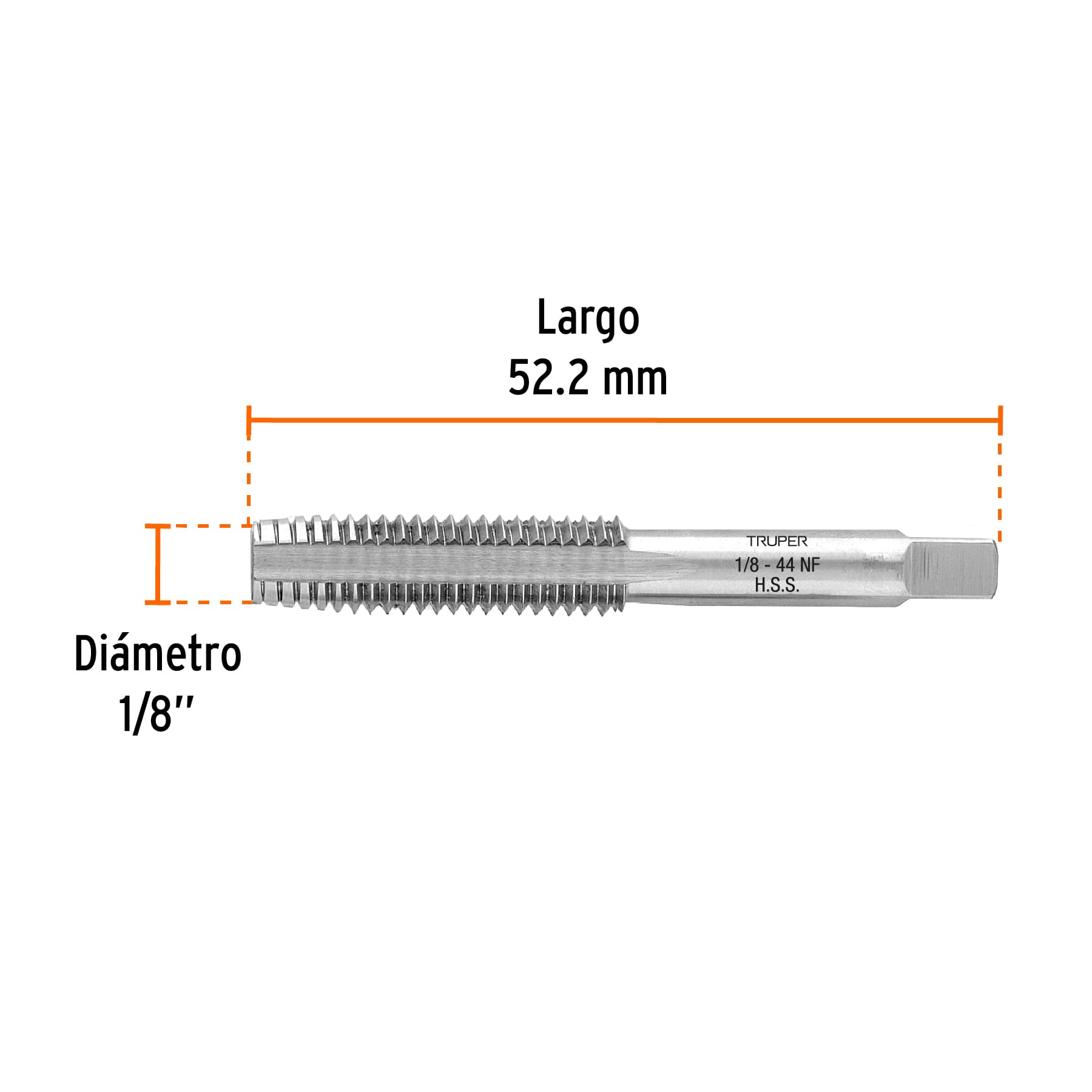 Machuelo semicónico 1/8" x 44 cuerda fina, TRUPER