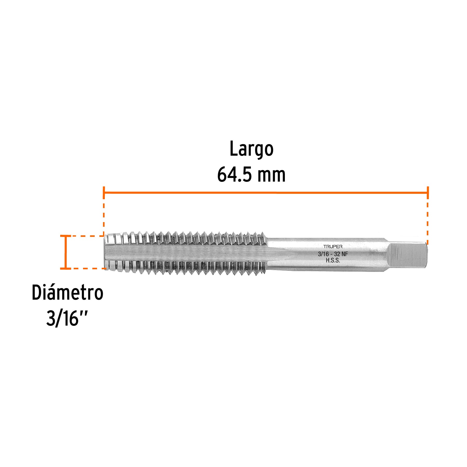 Machuelo semicónico 3/16" x 32 cuerda fina, TRUPER