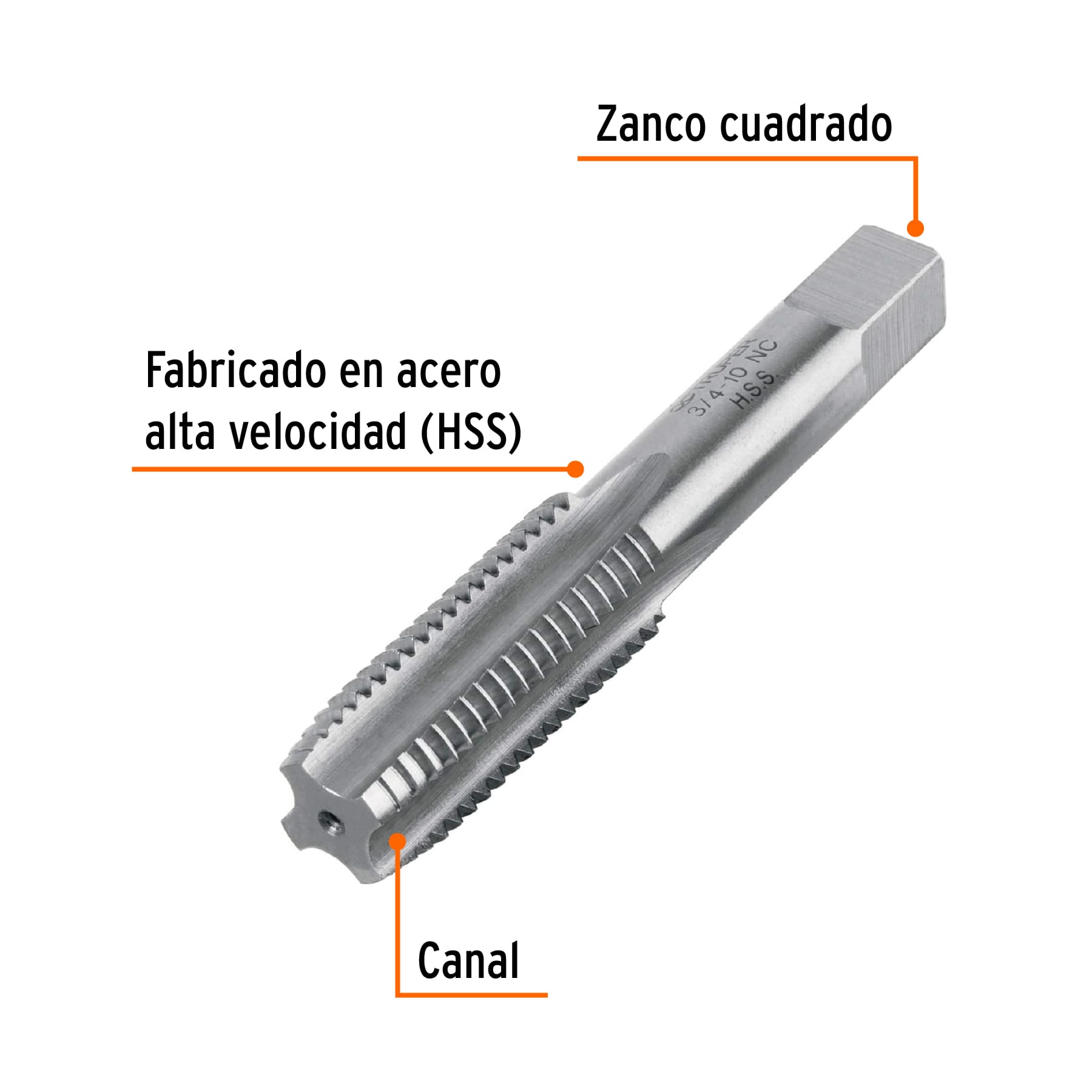 Machuelo semicónico 3/4"x10 UNC, estuche individual, TRUPER