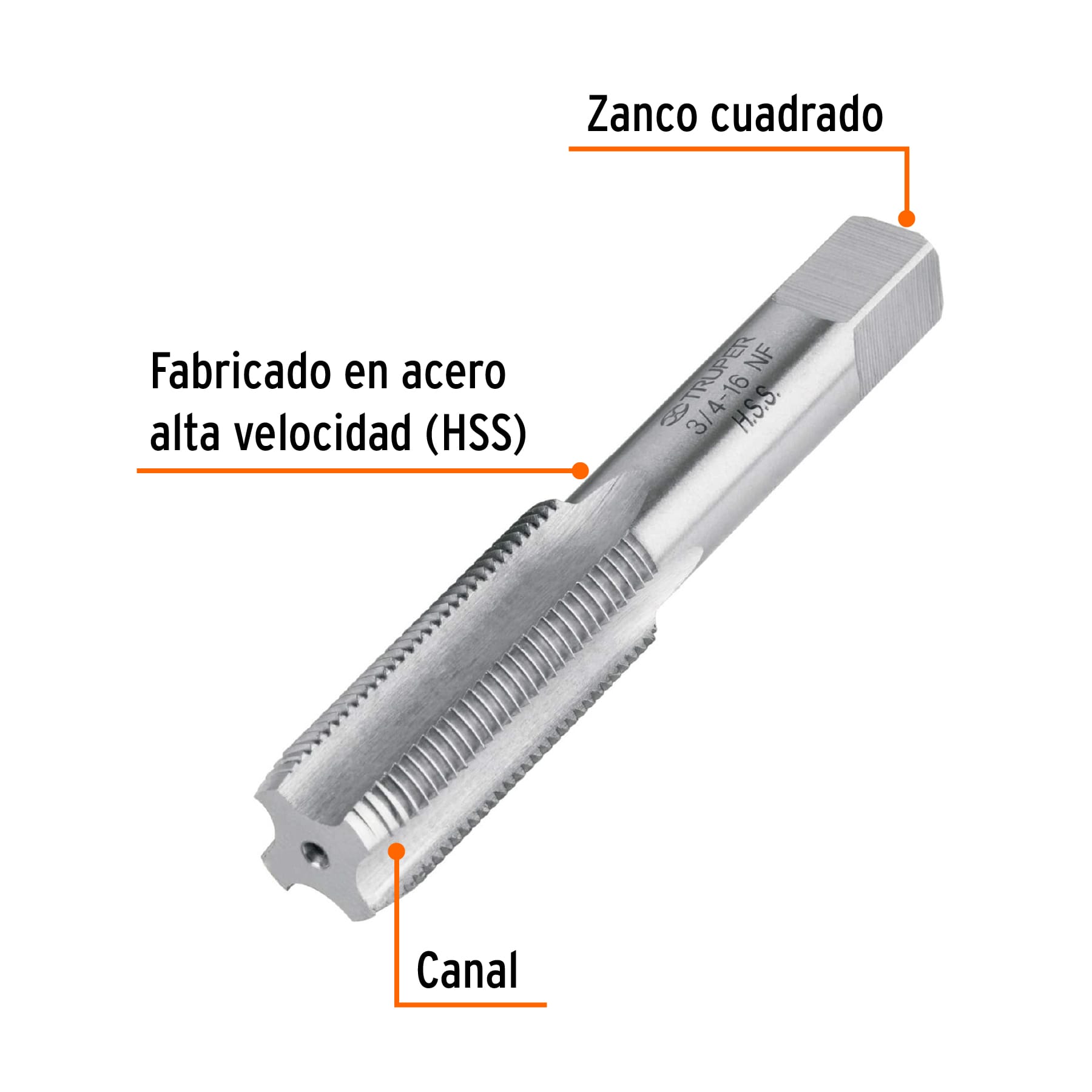 Machuelo semicónico 3/4"x16 UNF, estuche individual, TRUPER