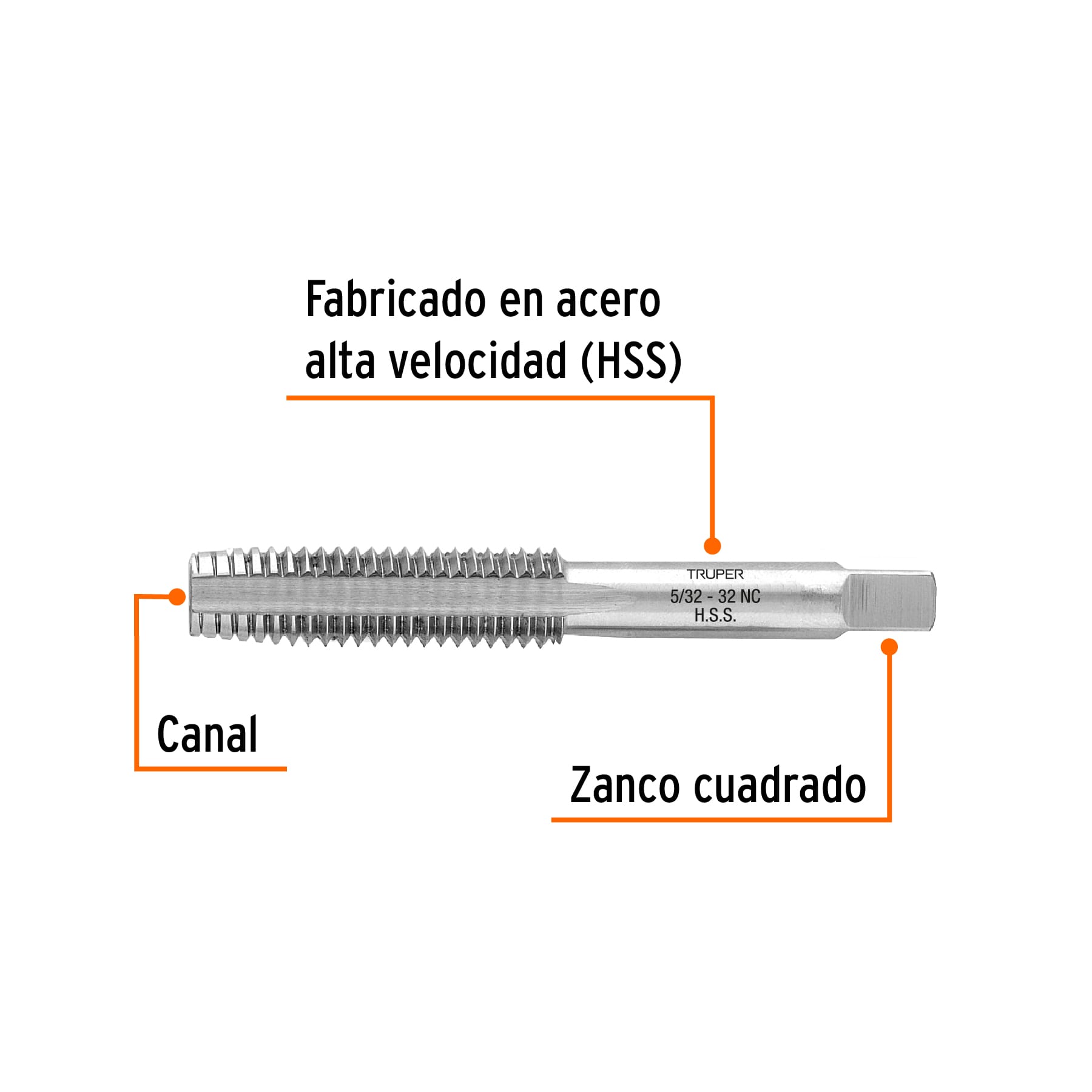Machuelo semicónico 5/32" x 32 cuerda gruesa, TRUPER